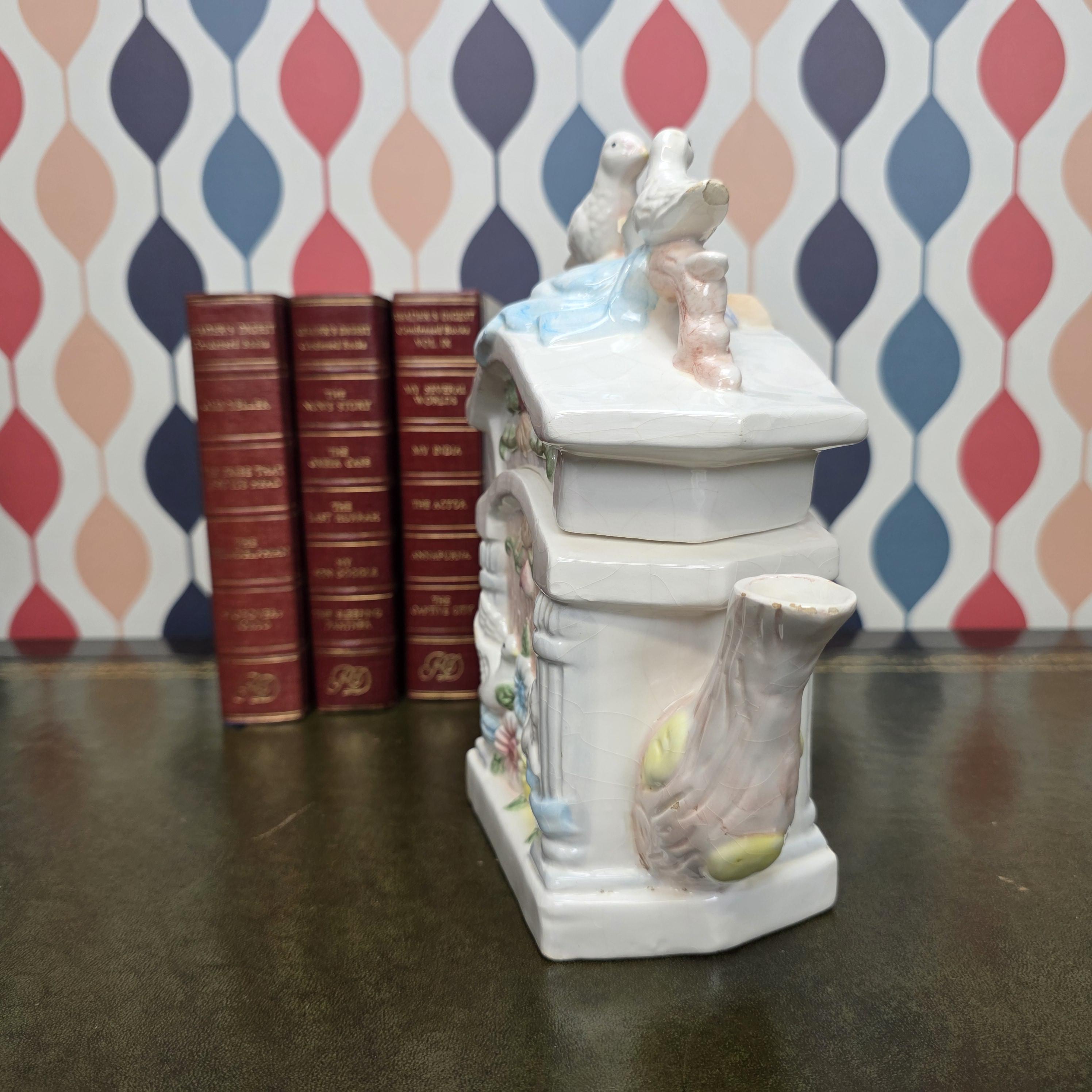 Vintage Bird Ceramic Cottage Dove Figurine Novelty Tea Pot Collectible Teaware Cottagecore Kitchen Decor