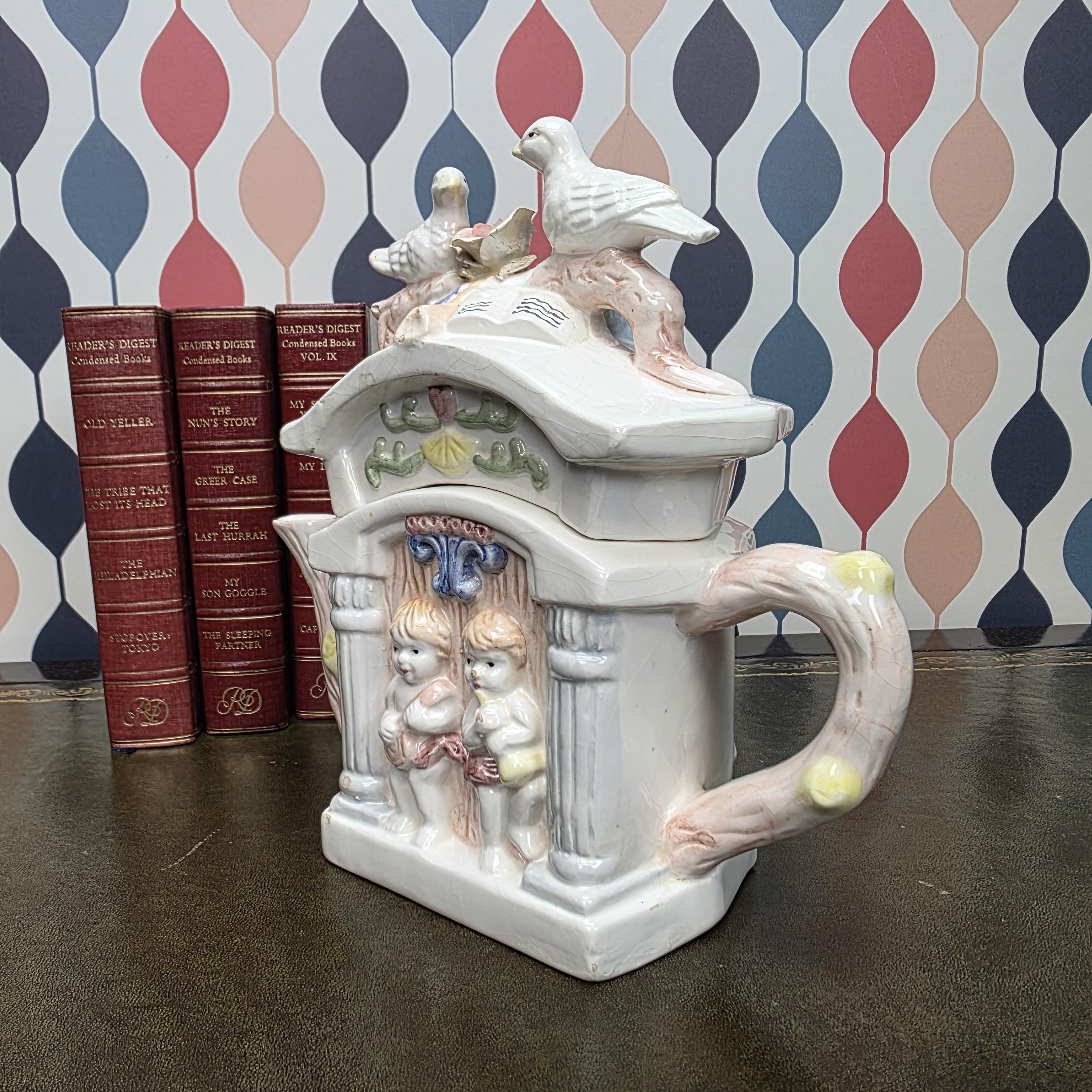 Vintage Bird Ceramic Cottage Dove Figurine Novelty Tea Pot Collectible Teaware Cottagecore Kitchen Decor