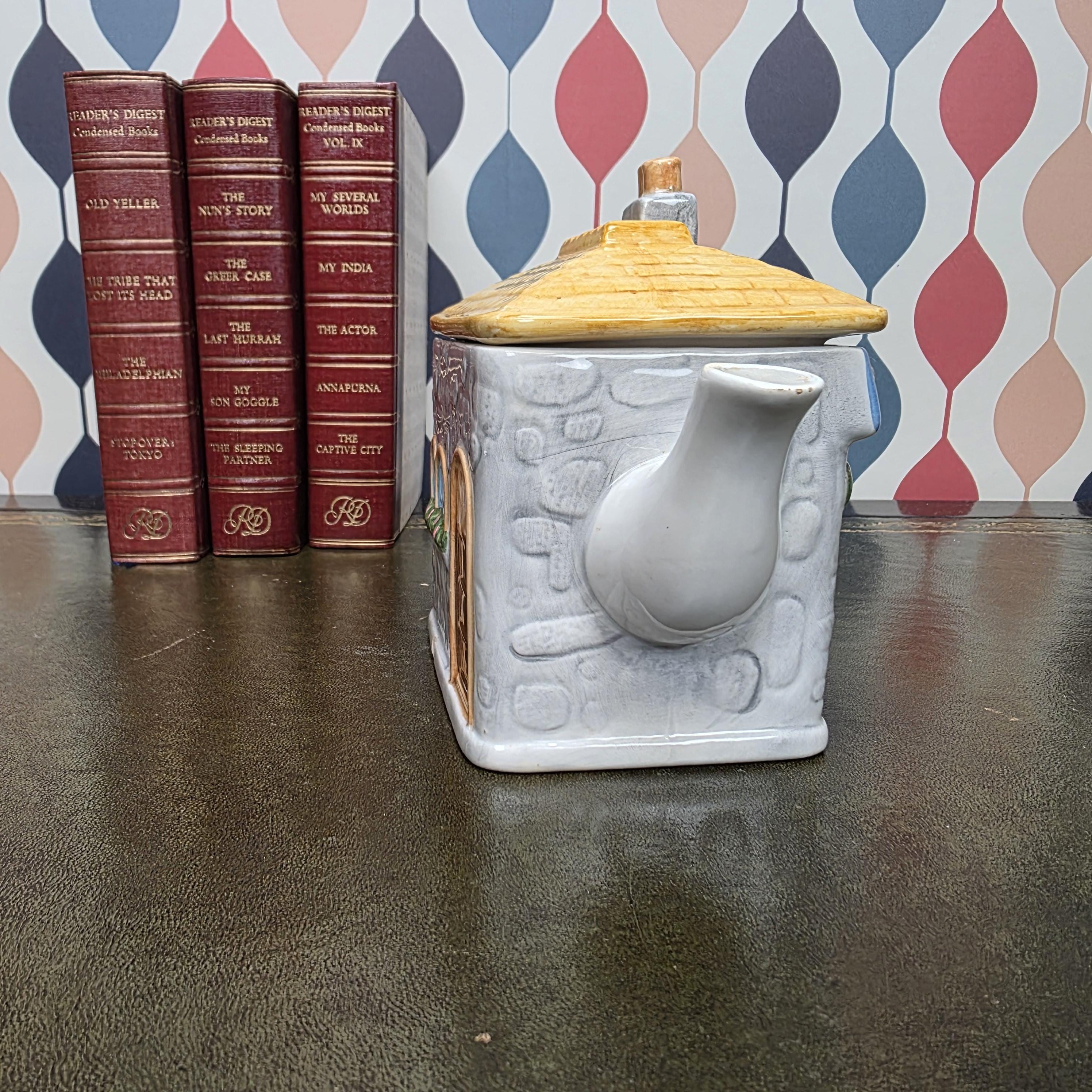 Cottage House Teapot Novelty Ceramic Ye Olde Tea Shoppe Collectible Kitchen Decor Tea Lover