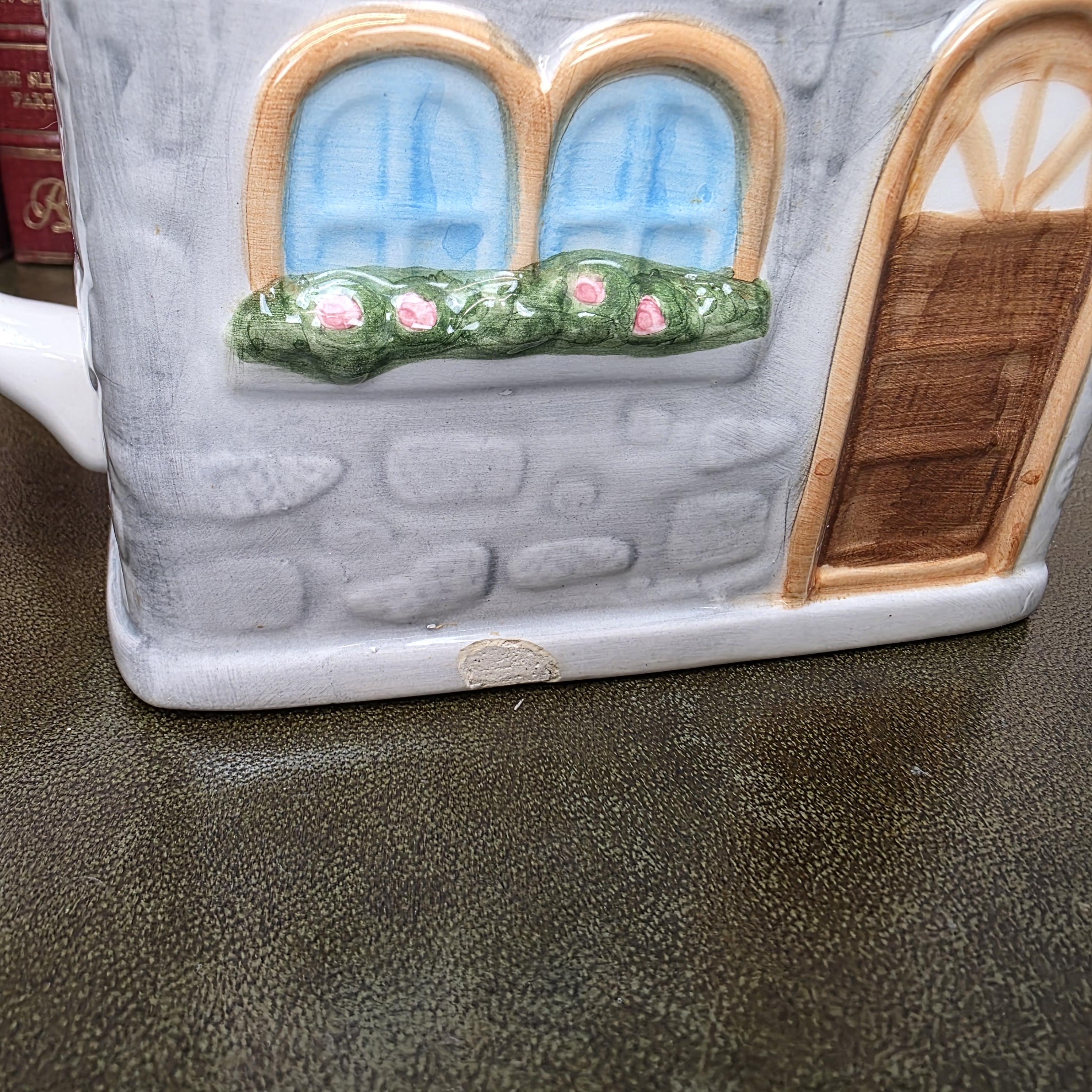 Cottage House Teapot Novelty Ceramic Ye Olde Tea Shoppe Collectible Kitchen Decor Tea Lover