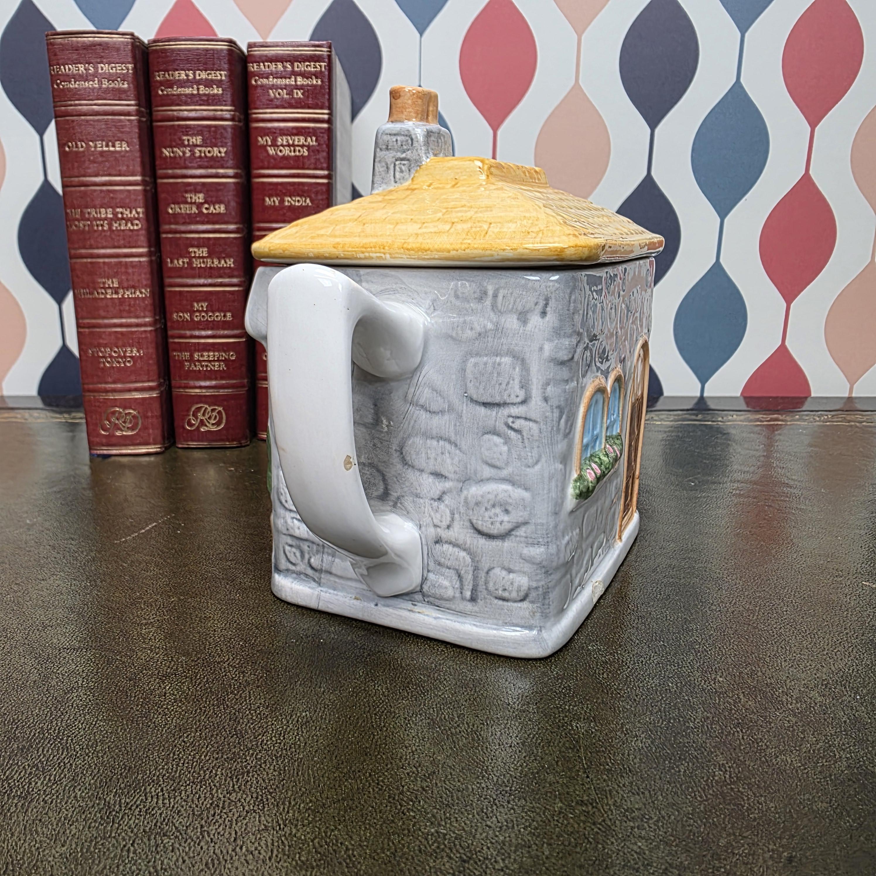 Cottage House Teapot Novelty Ceramic Ye Olde Tea Shoppe Collectible Kitchen Decor Tea Lover