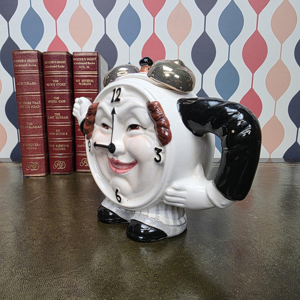 Novelty Clock Face Teapot Figural Ceramic Character Teapot Collectible Kitchen Decor Tea Lover Gift
