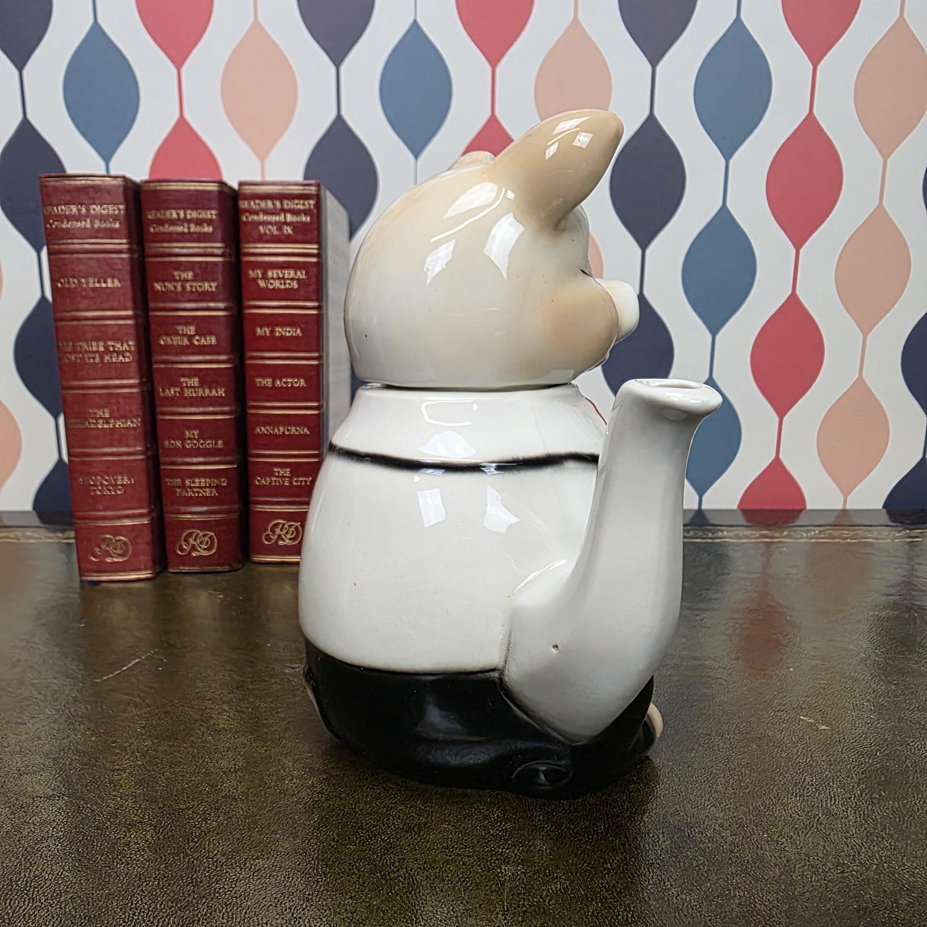 Tony Wood Staffordshire Pig Figural Teapot Master Piggy Character Teapot Collectible English Novelty Teaware