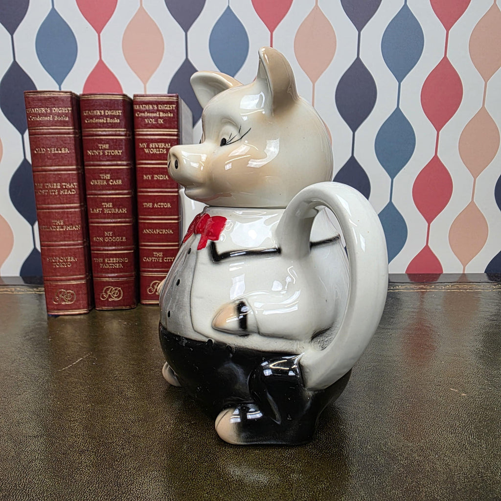 Tony Wood Staffordshire Pig Figural Teapot Master Piggy Character Teapot Collectible English Novelty Teaware