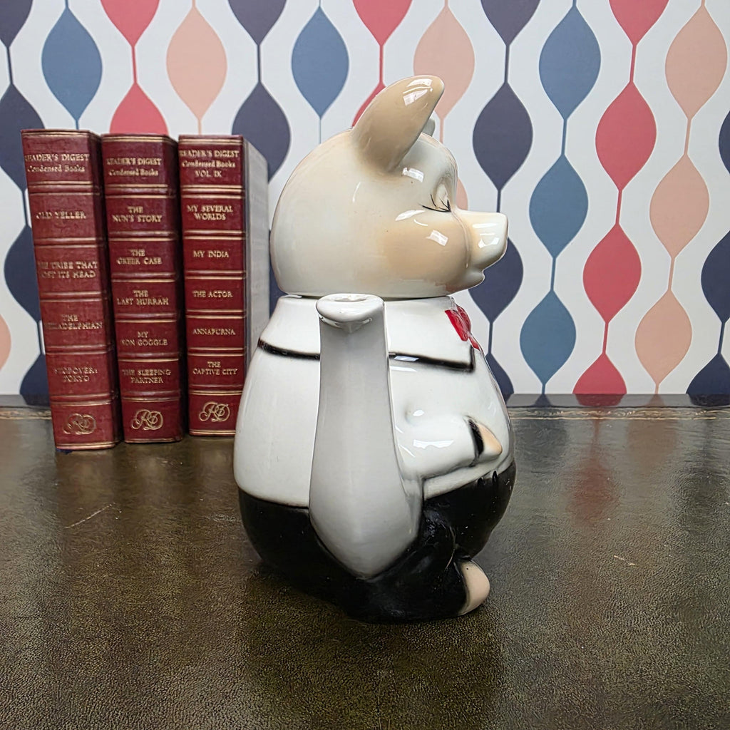 Tony Wood Staffordshire Pig Figural Teapot Master Piggy Character Teapot Collectible English Novelty Teaware