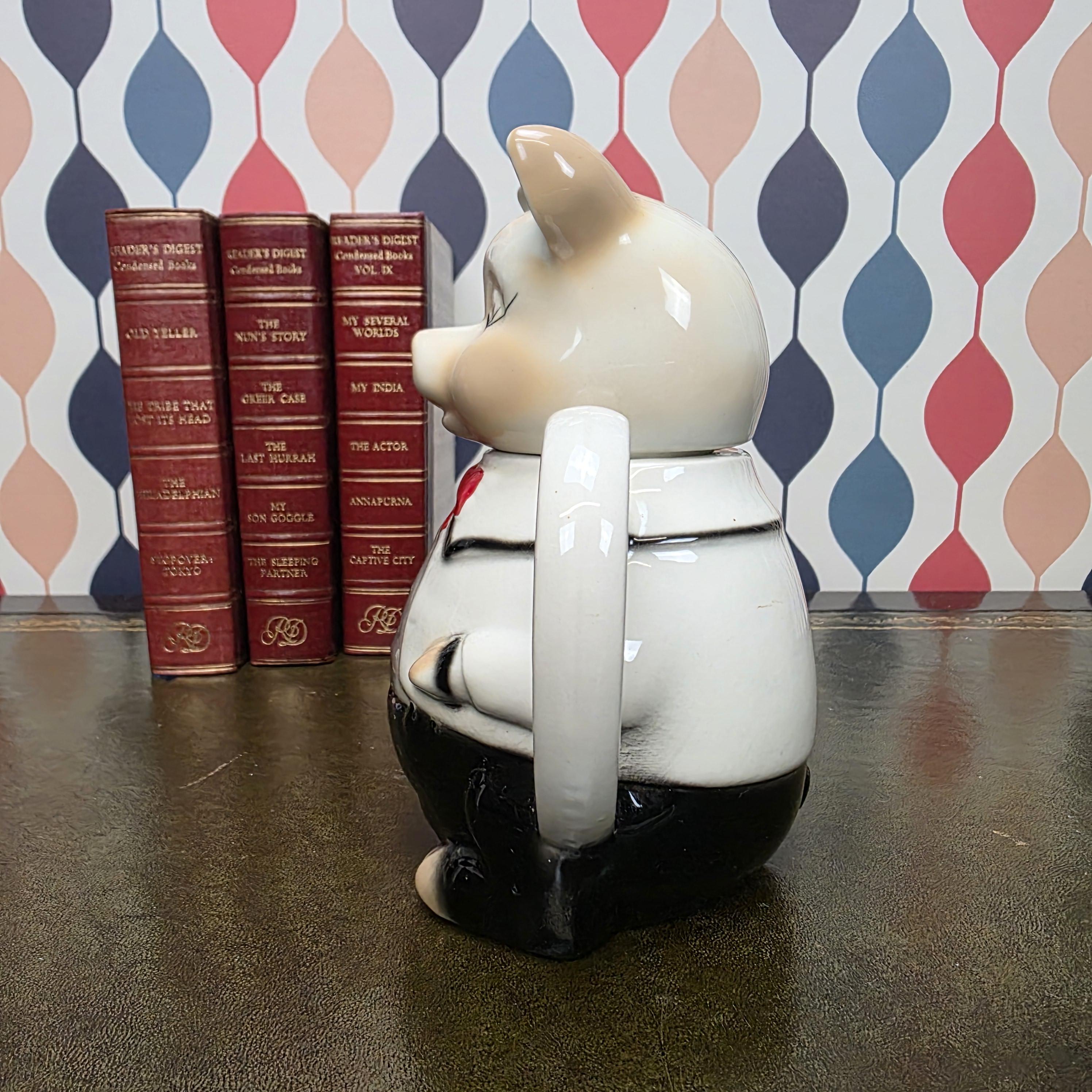 Tony Wood Staffordshire Pig Figural Teapot Master Piggy Character Teapot Collectible English Novelty Teaware