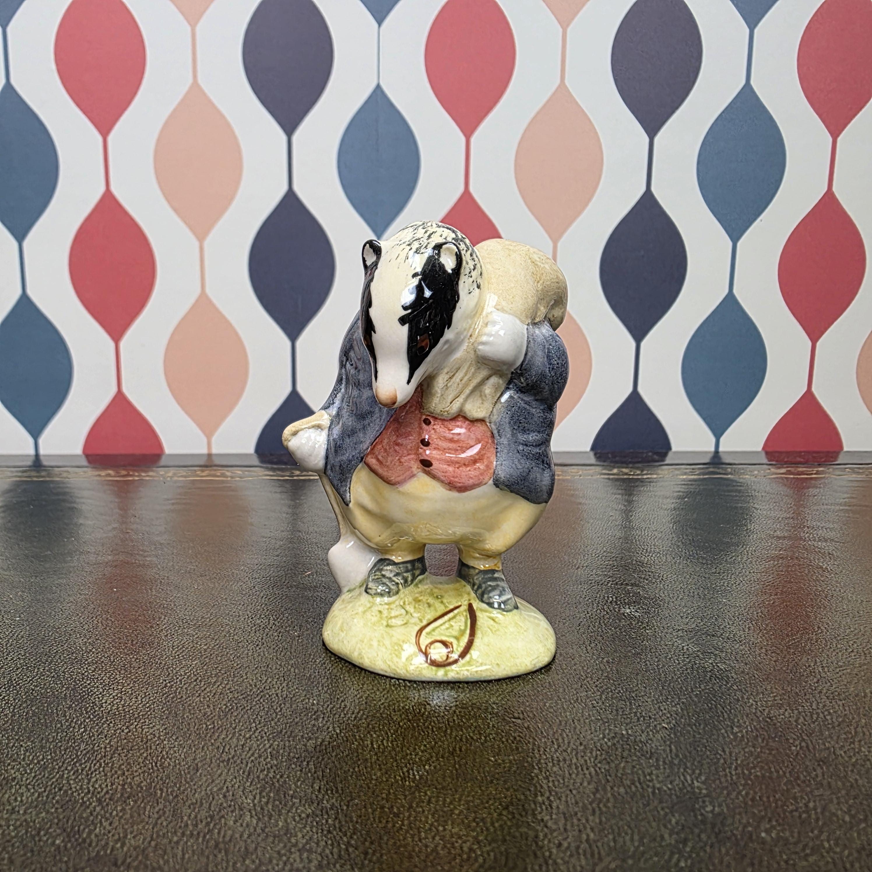 Royal Albert Tommy Brock Figurine Beatrix Potter Badger Character Collectible English Ceramic Storybook Figure