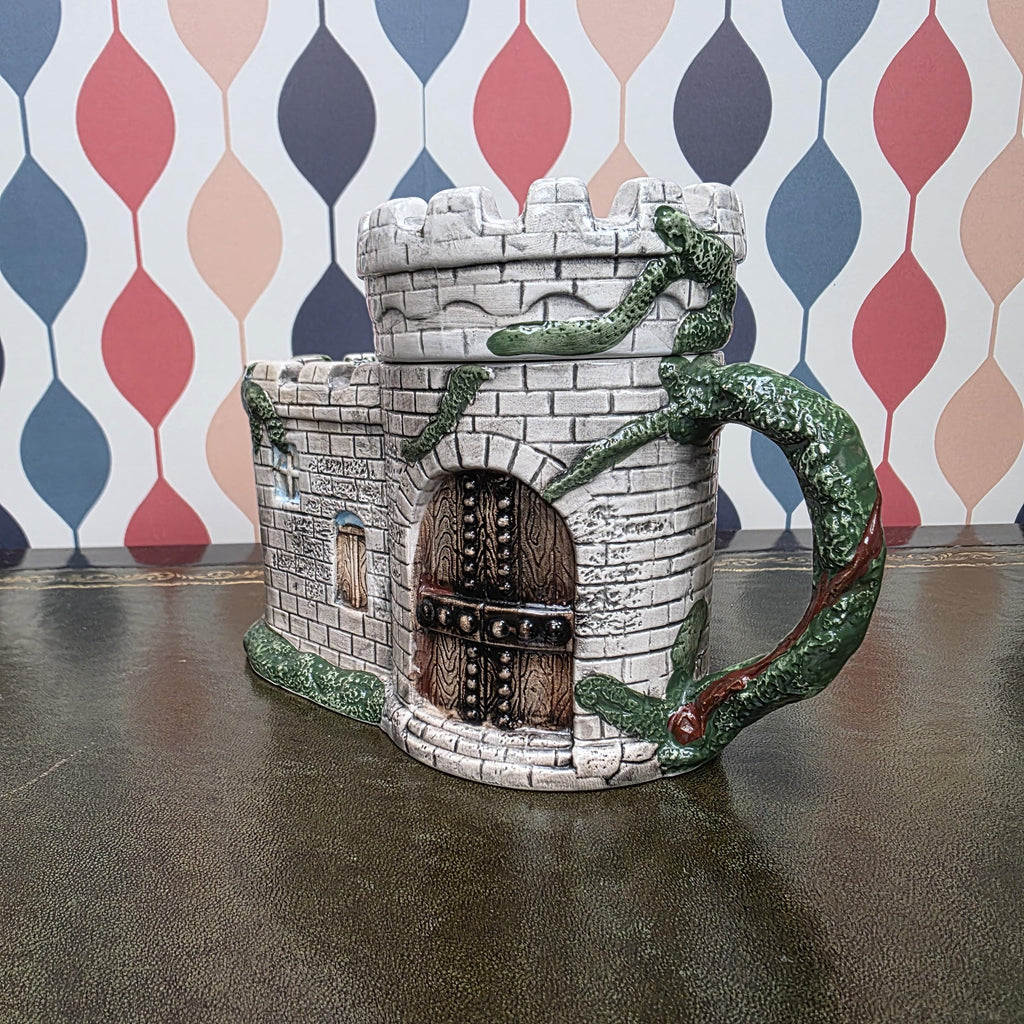 Vintage Castle Teapot Ceramic Medieval Tower Novelty Drinkware Collectible Fantasy Kitchen Decor
