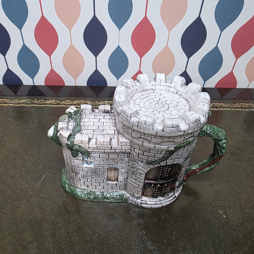 Vintage Castle Teapot Ceramic Medieval Tower Novelty Drinkware Collectible Fantasy Kitchen Decor