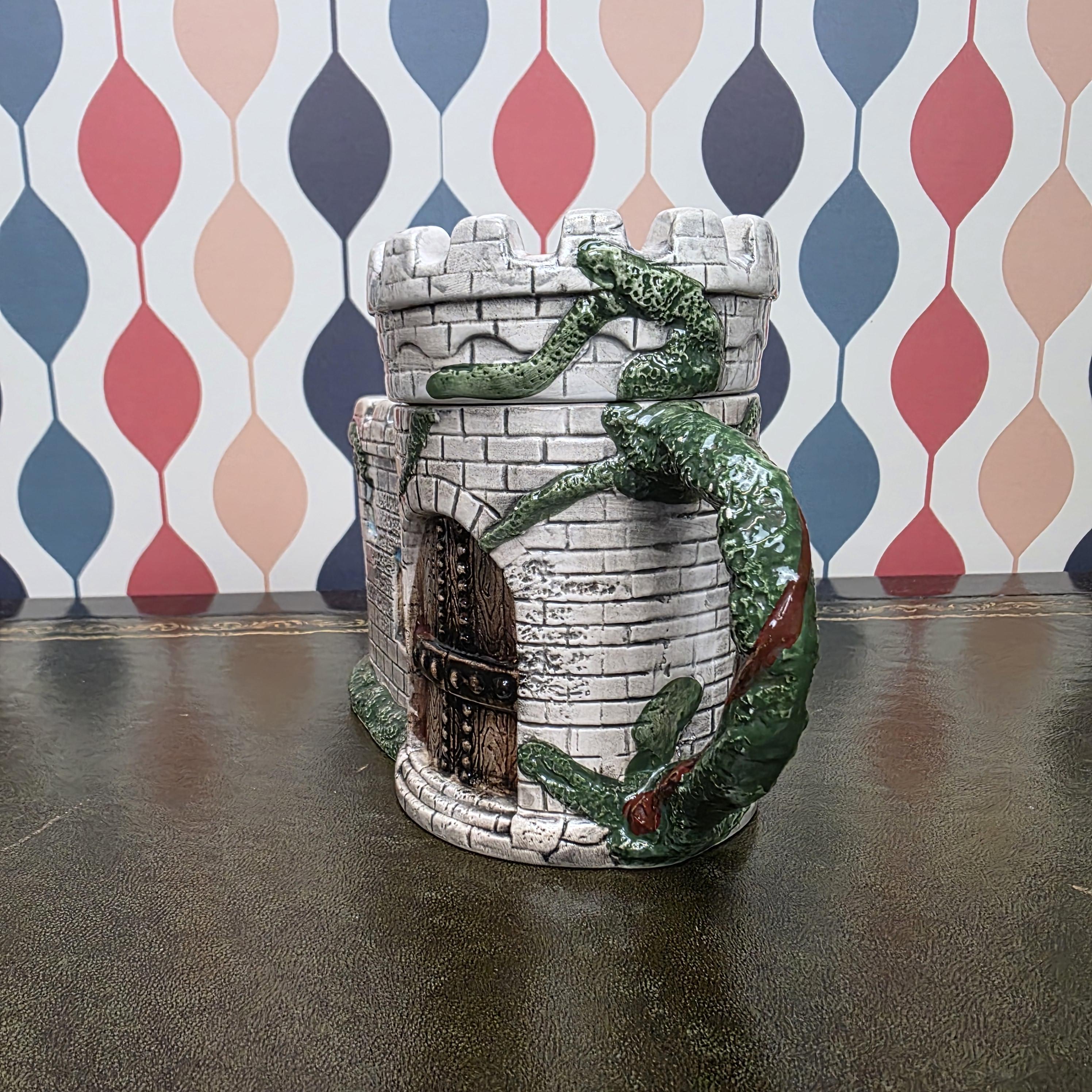 Vintage Castle Teapot Ceramic Medieval Tower Novelty Drinkware Collectible Fantasy Kitchen Decor