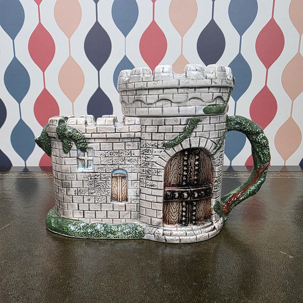 Vintage Castle Teapot Ceramic Medieval Tower Novelty Drinkware Collectible Fantasy Kitchen Decor