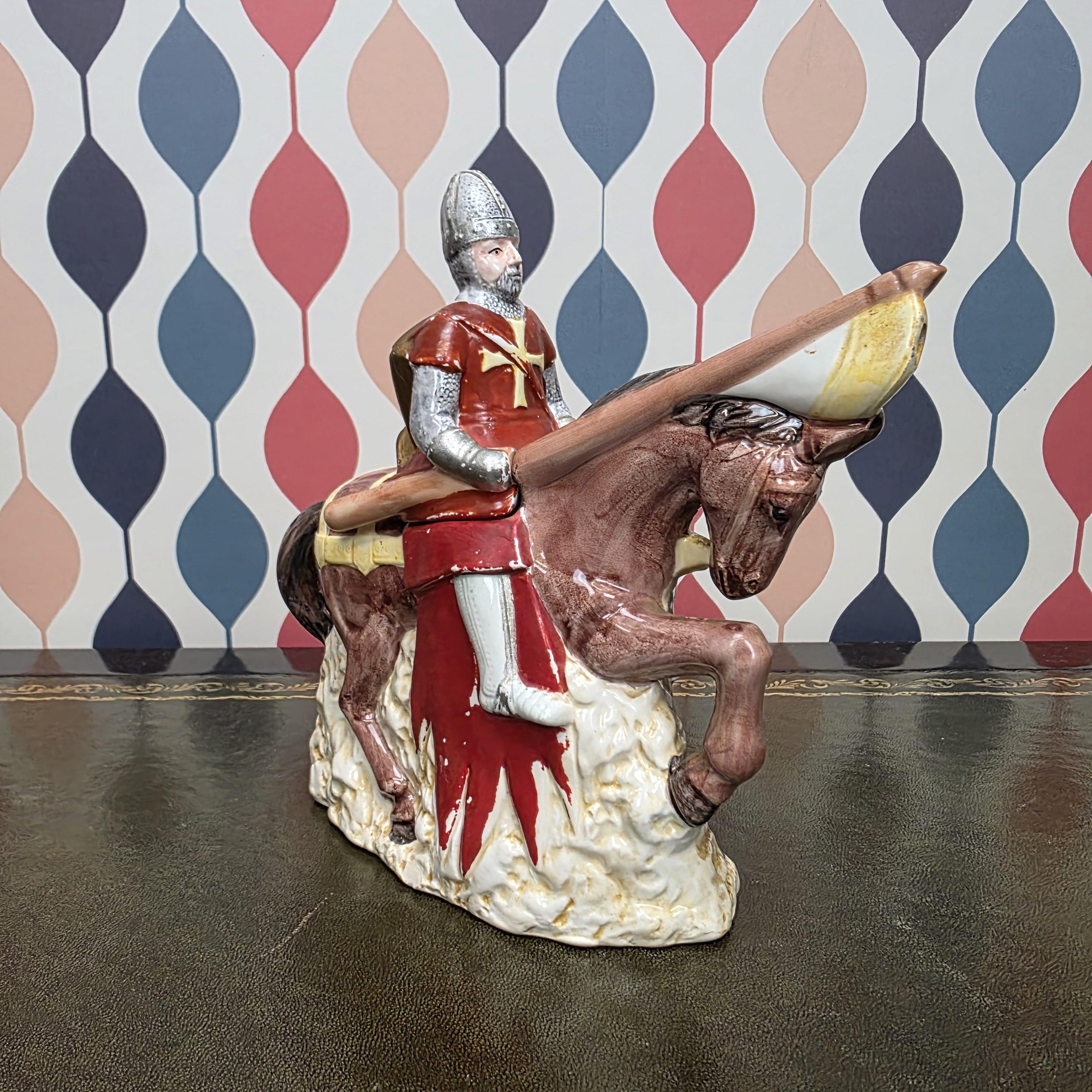 Vintage Knight Teapot Medieval Horse Rider Ceramic Collectible Novelty Kitchen Decor The Leonardo Collection