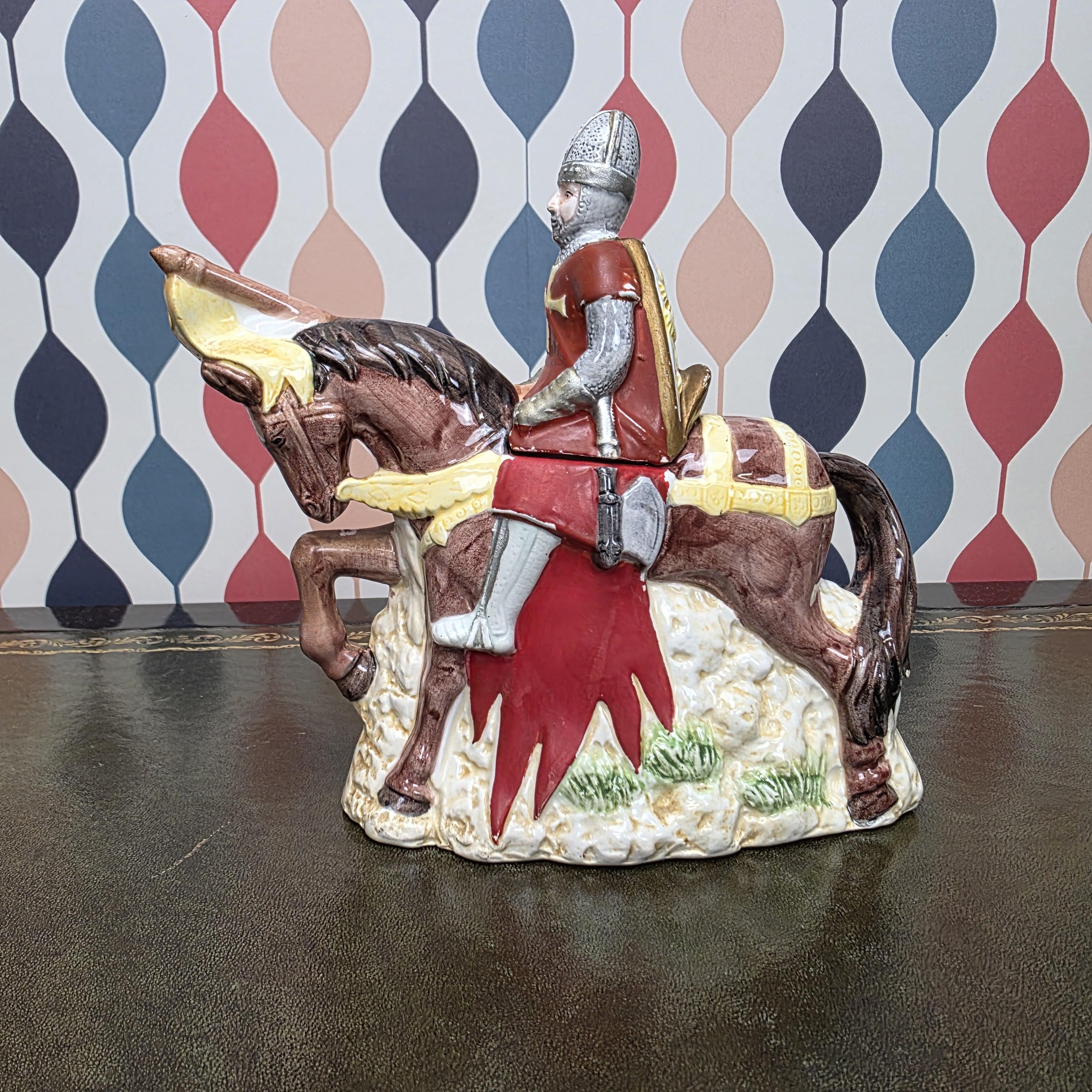 Vintage Knight Teapot Medieval Horse Rider Ceramic Collectible Novelty Kitchen Decor The Leonardo Collection