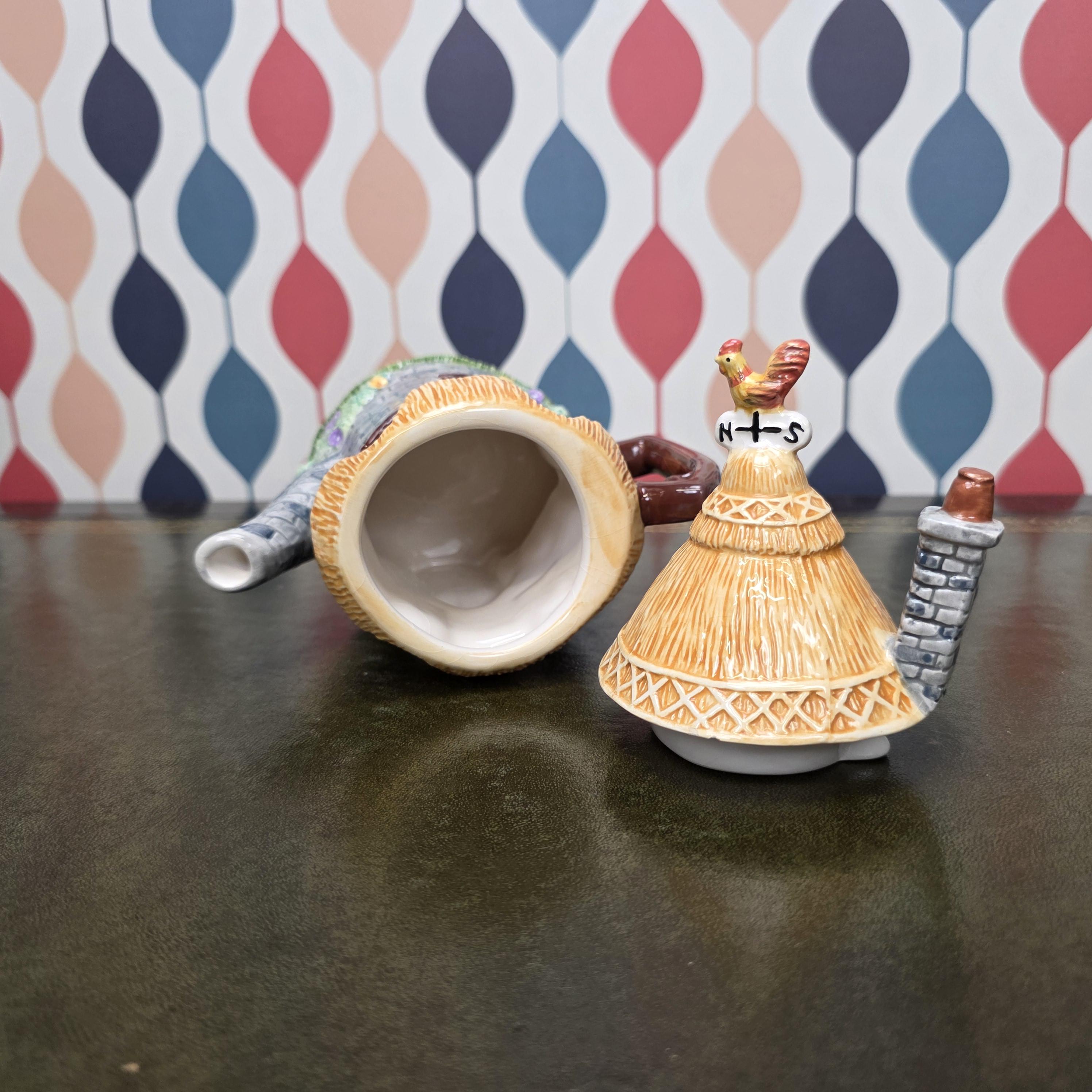 Vintage Cottage House Teapot Leonardo Collection Ceramic Novelty Village Teapot Collectible Kitchen Decor