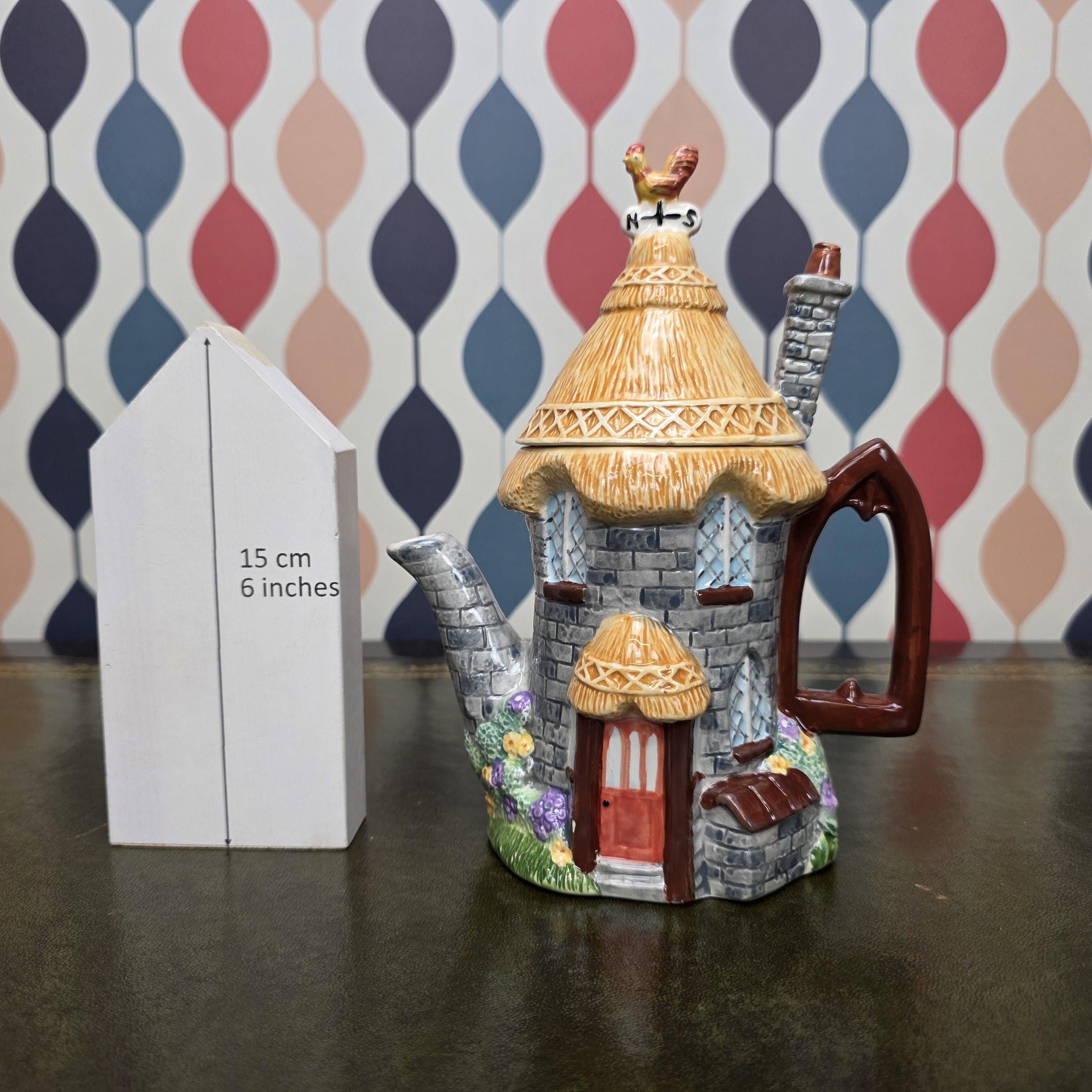 Vintage Cottage House Teapot Leonardo Collection Ceramic Novelty Village Teapot Collectible Kitchen Decor