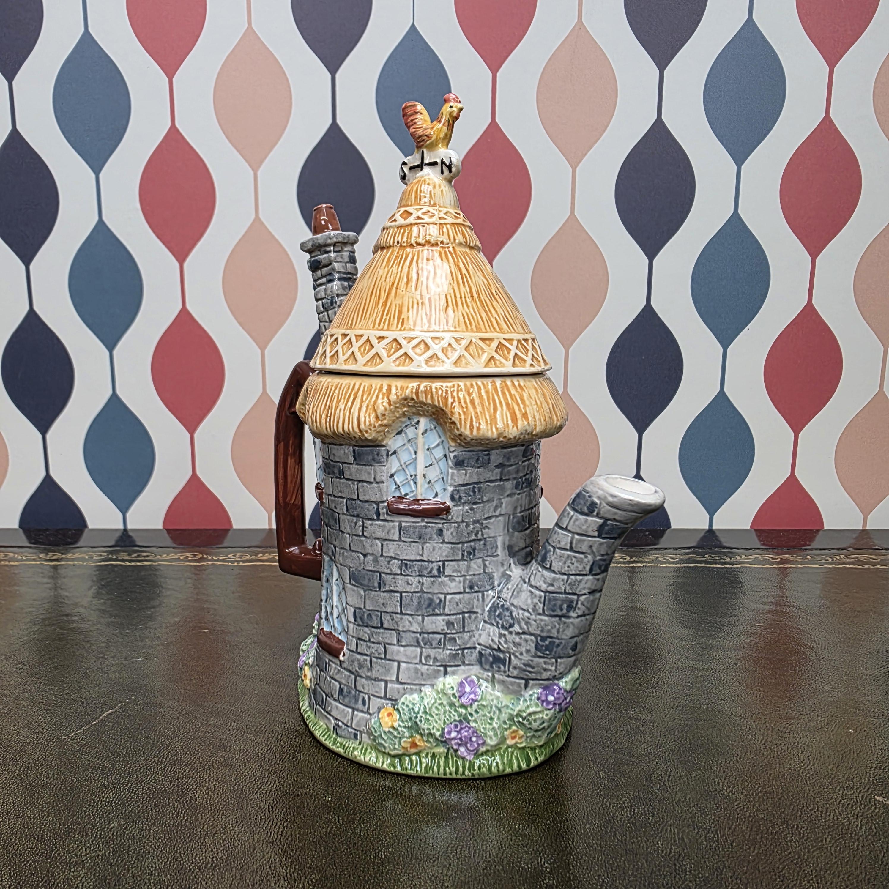 Vintage Cottage House Teapot Leonardo Collection Ceramic Novelty Village Teapot Collectible Kitchen Decor