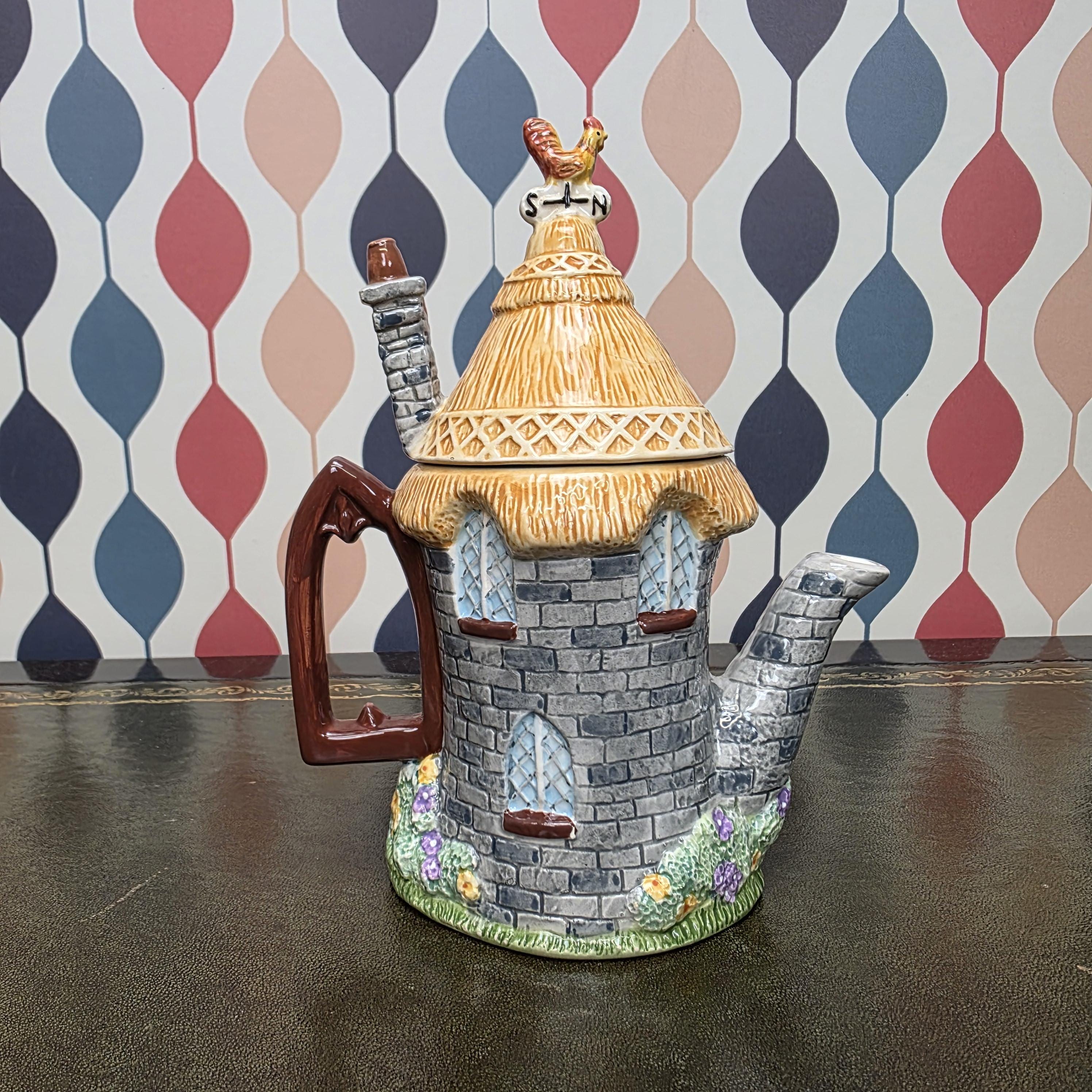 Vintage Cottage House Teapot Leonardo Collection Ceramic Novelty Village Teapot Collectible Kitchen Decor