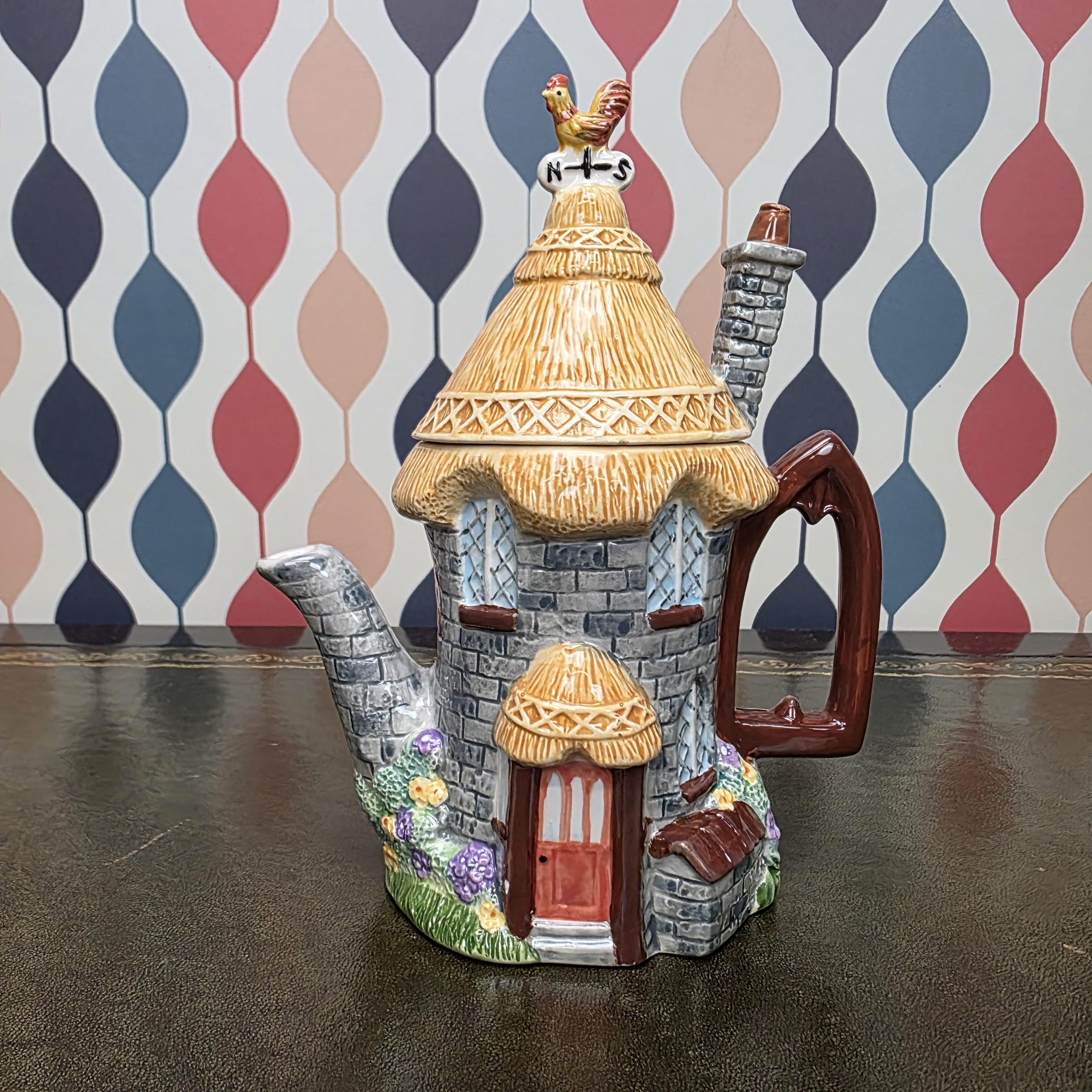 Vintage Cottage House Teapot Leonardo Collection Ceramic Novelty Village Teapot Collectible Kitchen Decor