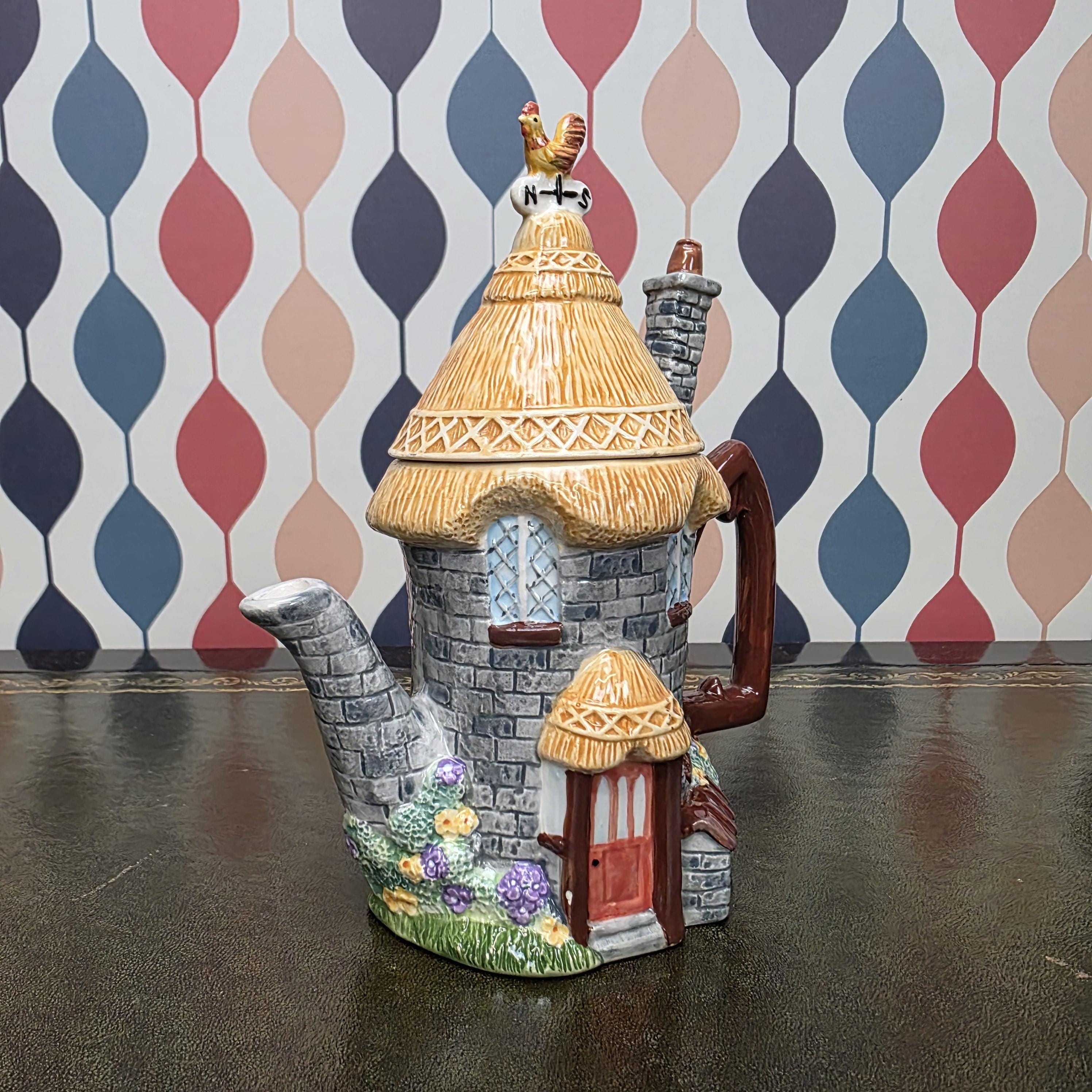 Vintage Cottage House Teapot Leonardo Collection Ceramic Novelty Village Teapot Collectible Kitchen Decor