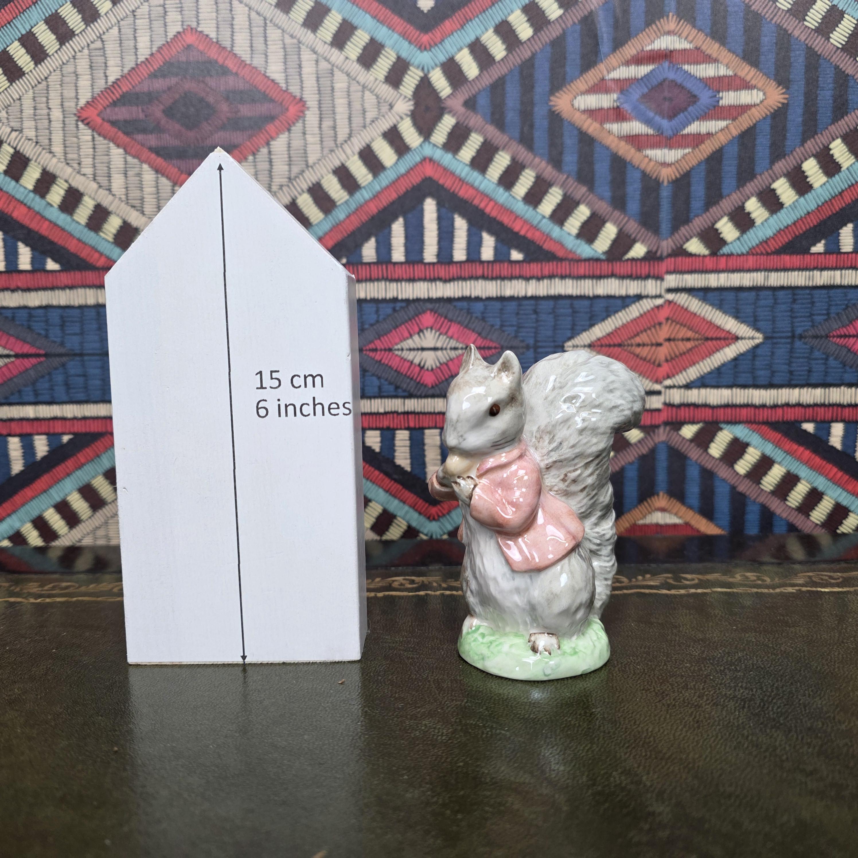 Timmy Tiptoes Bunnykins Figurine Royal Albert Beatrix Potter Porcelain Squirrel Figure Vintage Nursery Collectible
