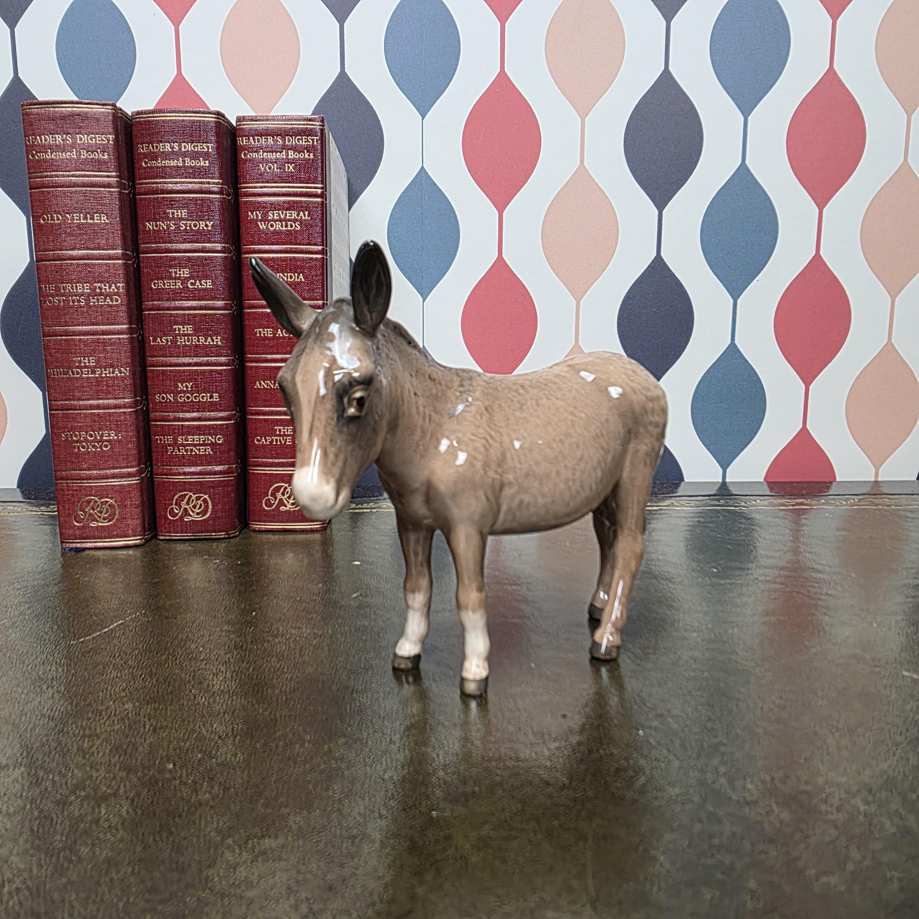 Beswick Donkey Figurine England Vintage Ceramic Farm Animal Ornament Brown Glazed Donkey Figure British