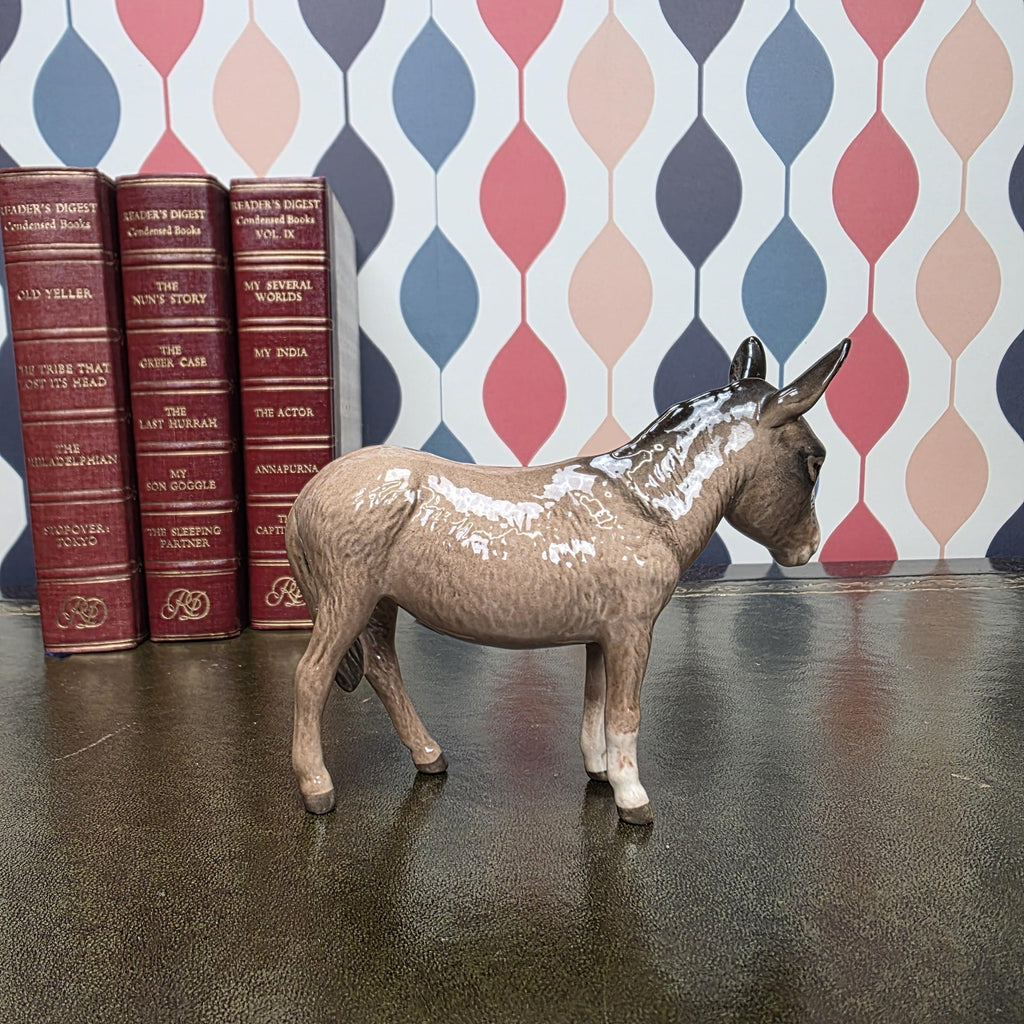 Beswick Donkey Figurine England Vintage Ceramic Farm Animal Ornament Brown Glazed Donkey Figure British