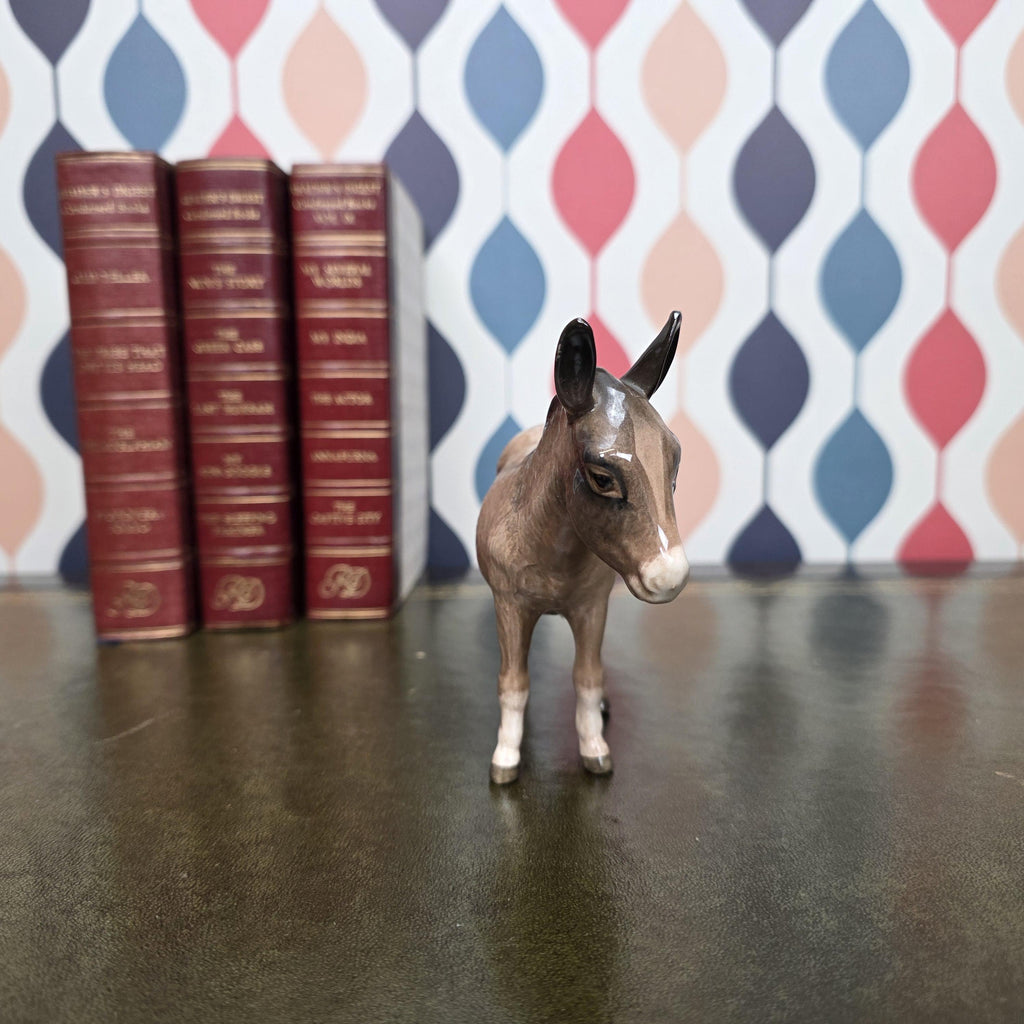 Beswick Donkey Figurine England Vintage Ceramic Farm Animal Ornament Brown Glazed Donkey Figure British