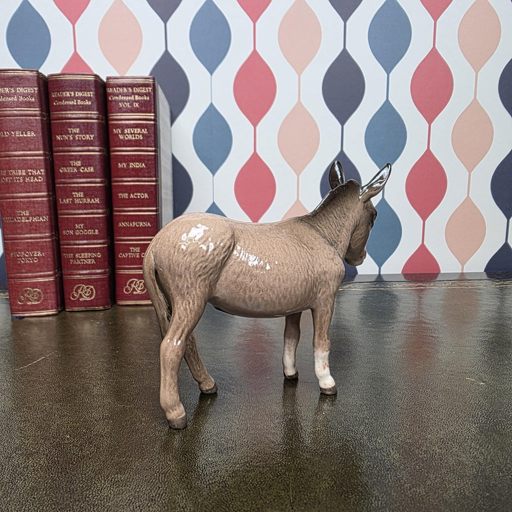 Beswick Donkey Figurine England Vintage Ceramic Farm Animal Ornament Brown Glazed Donkey Figure British