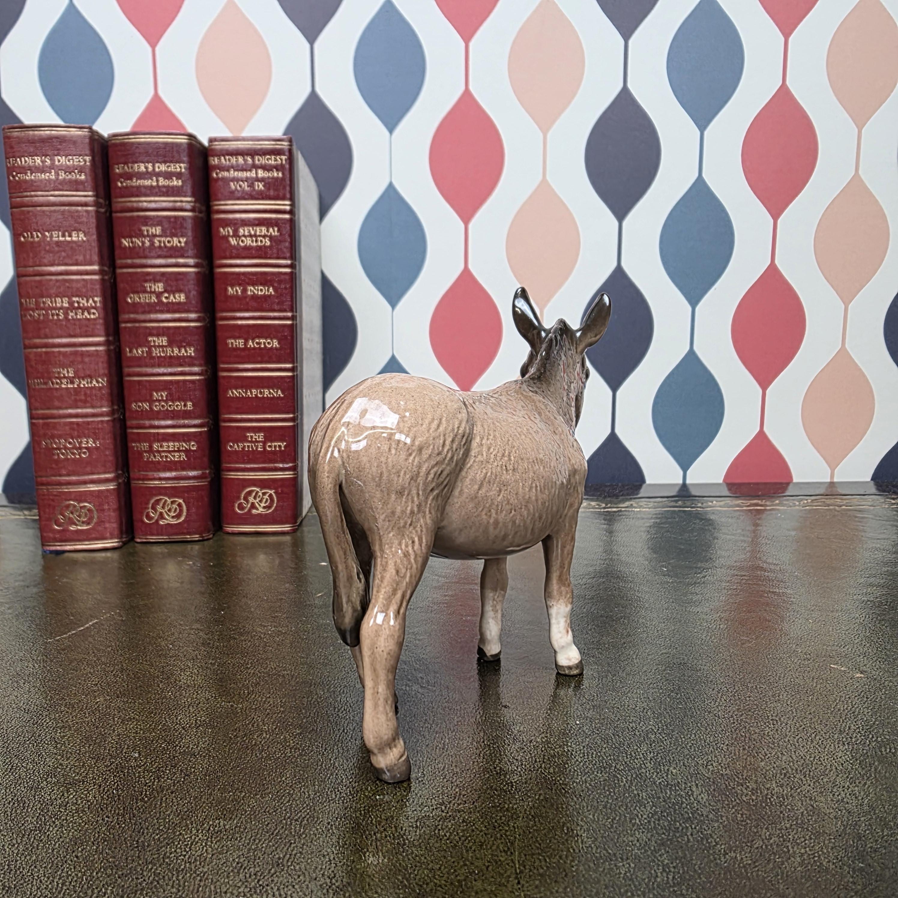 Beswick Donkey Figurine England Vintage Ceramic Farm Animal Ornament Brown Glazed Donkey Figure British