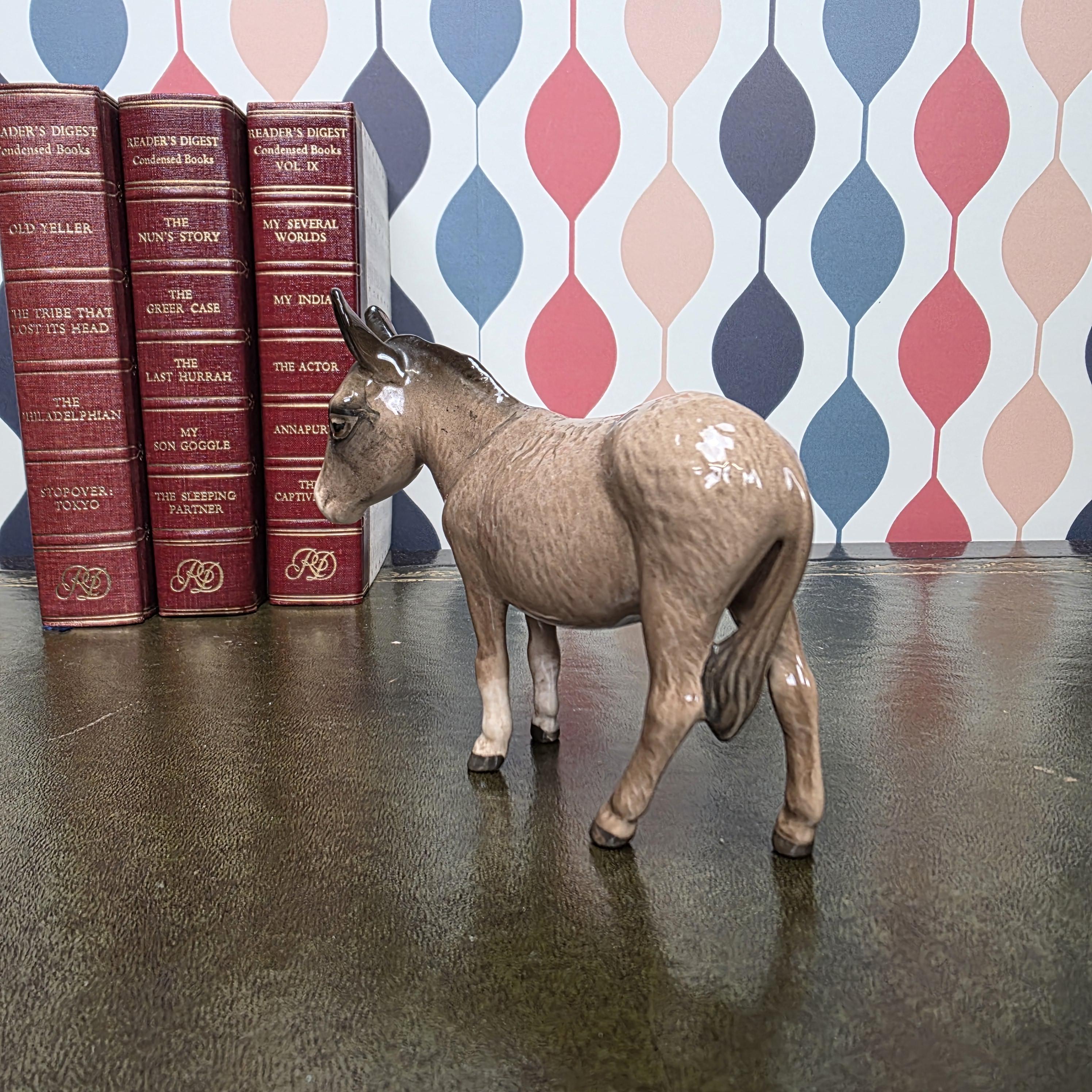 Beswick Donkey Figurine England Vintage Ceramic Farm Animal Ornament Brown Glazed Donkey Figure British