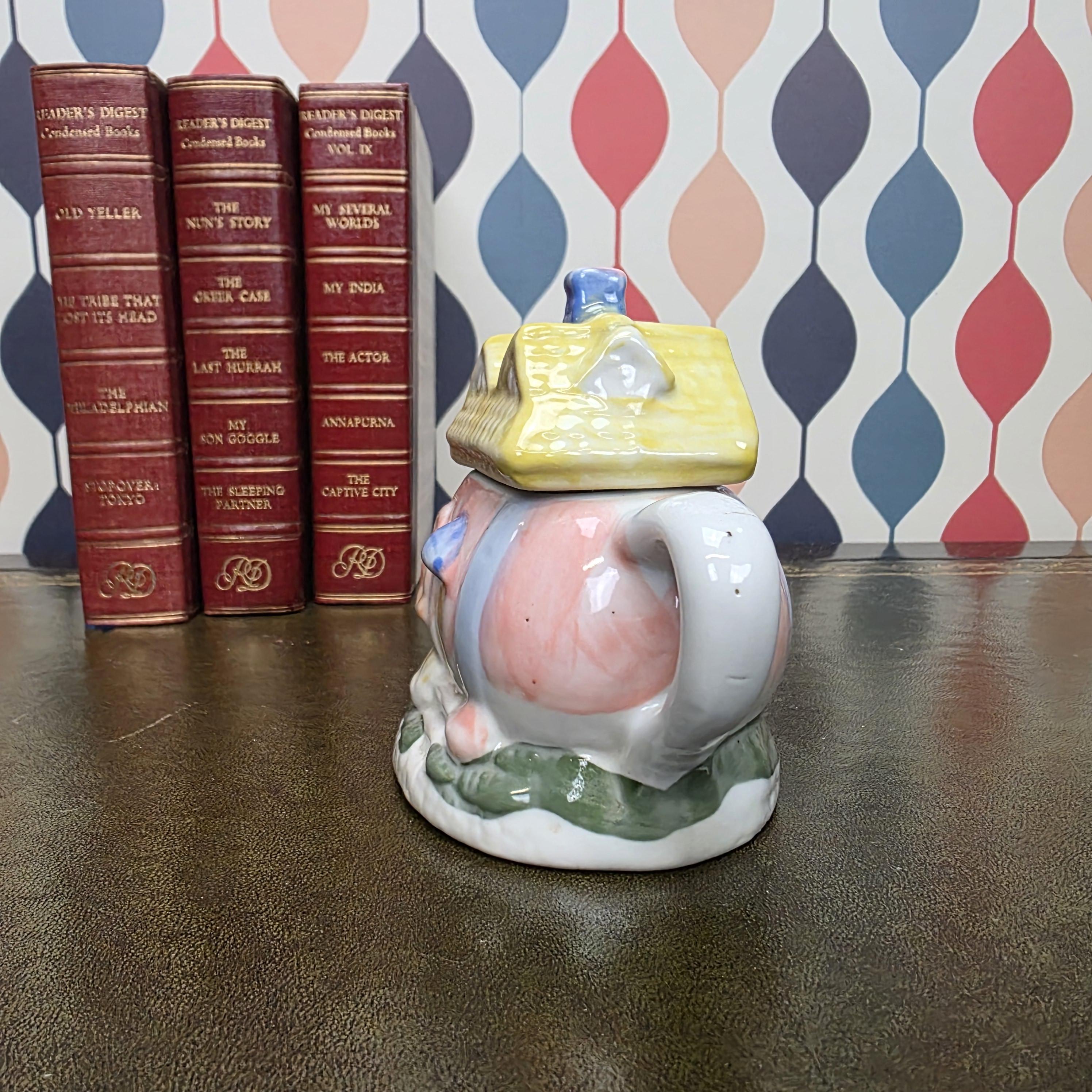 Hand Painted Ceramic Cottage House Teapot Vintage Novelty Teaware Collectible English Cottage Kitchen Decor