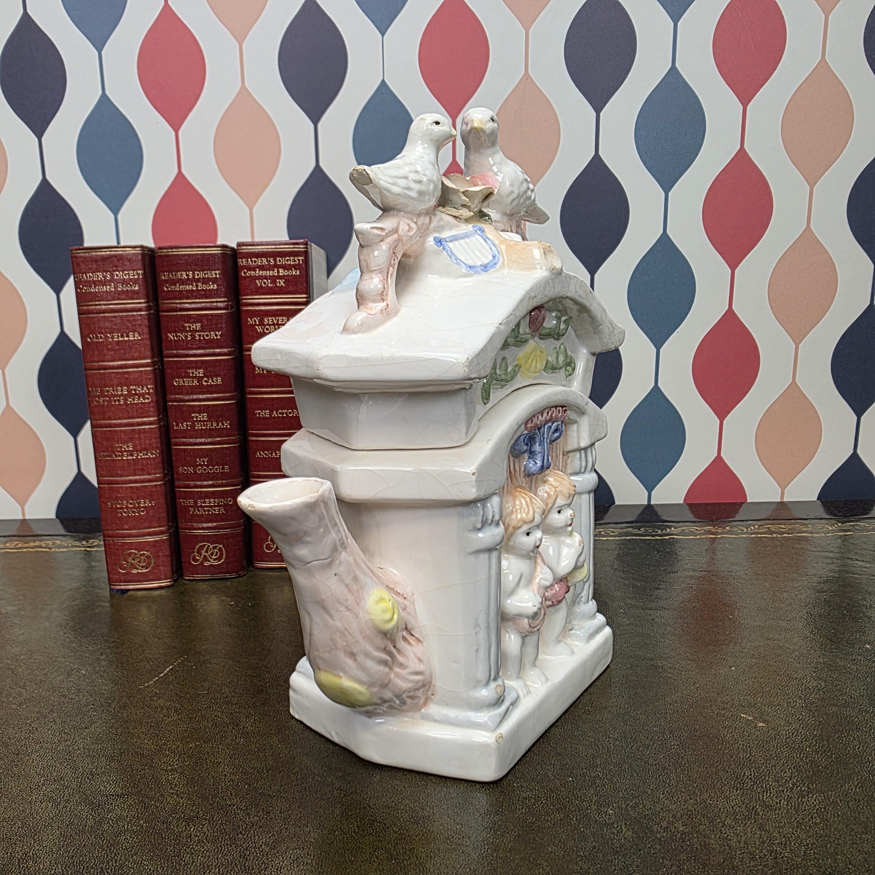 Vintage Bird Ceramic Cottage Dove Figurine Novelty Tea Pot Collectible Teaware Cottagecore Kitchen Decor