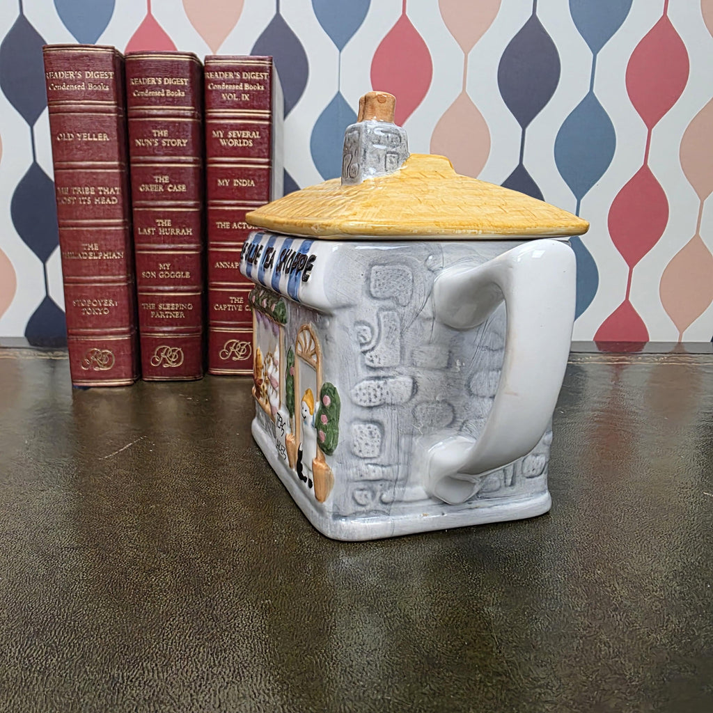 Cottage House Teapot Novelty Ceramic Ye Olde Tea Shoppe Collectible Kitchen Decor Tea Lover