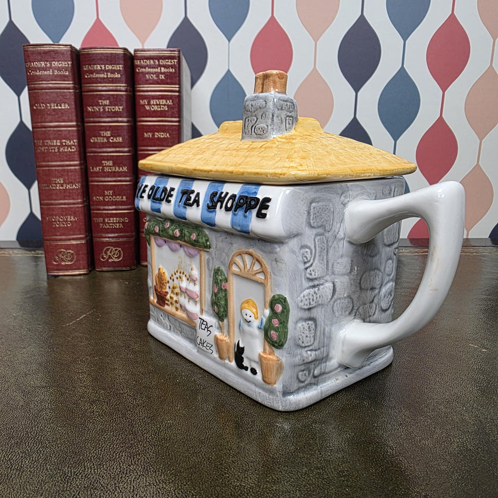 Cottage House Teapot Novelty Ceramic Ye Olde Tea Shoppe Collectible Kitchen Decor Tea Lover
