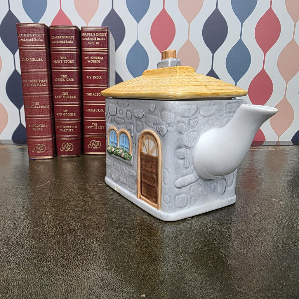 Cottage House Teapot Novelty Ceramic Ye Olde Tea Shoppe Collectible Kitchen Decor Tea Lover