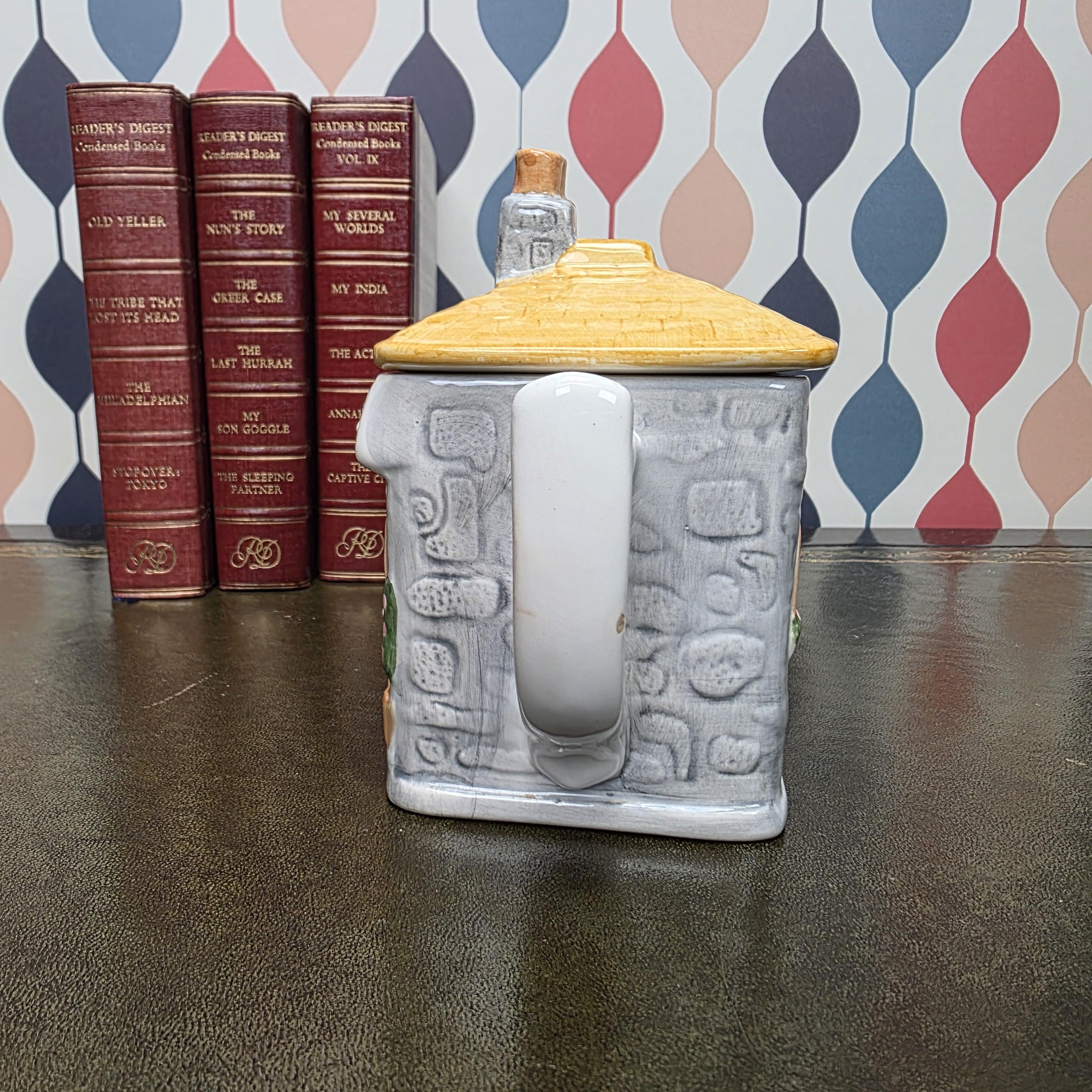 Cottage House Teapot Novelty Ceramic Ye Olde Tea Shoppe Collectible Kitchen Decor Tea Lover
