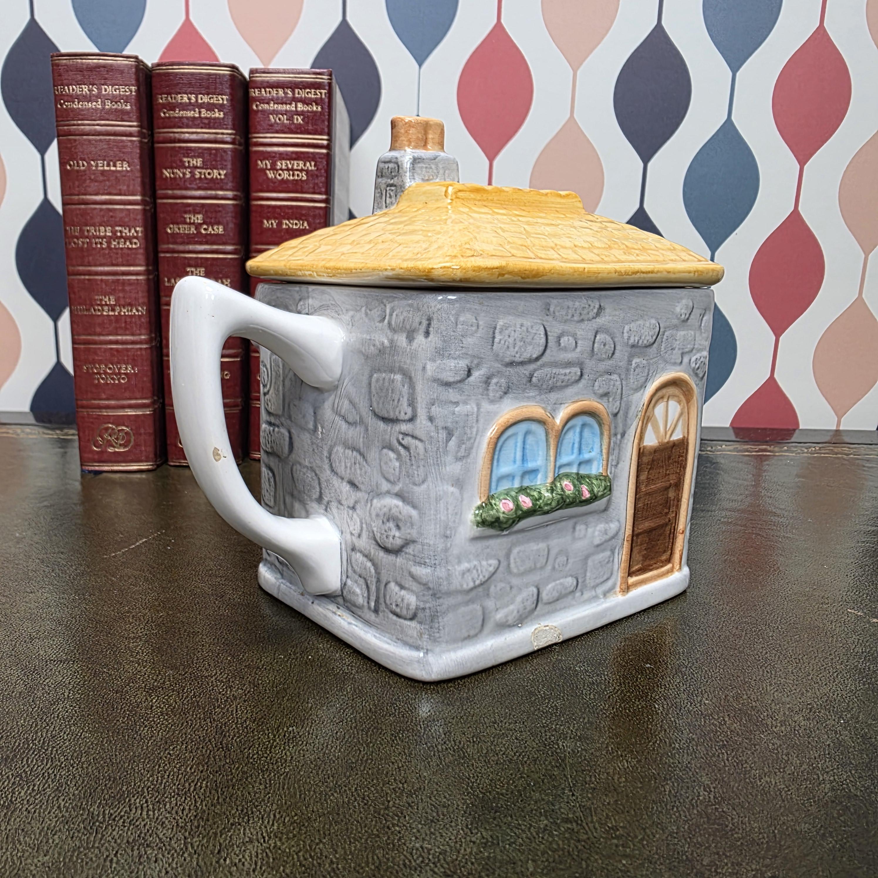 Cottage House Teapot Novelty Ceramic Ye Olde Tea Shoppe Collectible Kitchen Decor Tea Lover