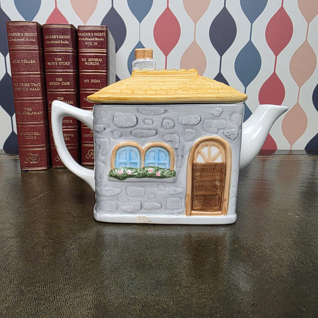 Cottage House Teapot Novelty Ceramic Ye Olde Tea Shoppe Collectible Kitchen Decor Tea Lover