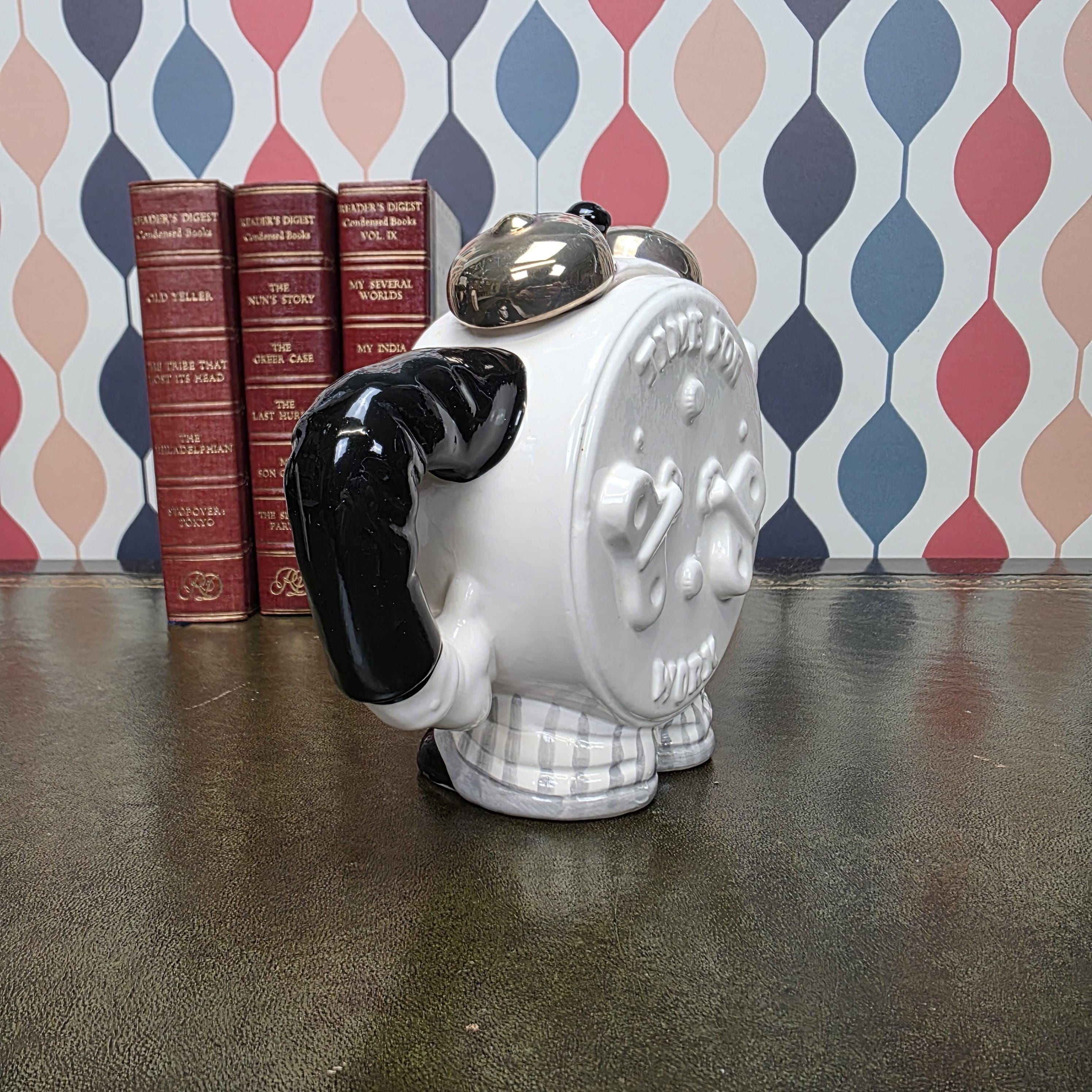 Novelty Clock Face Teapot Figural Ceramic Character Teapot Collectible Kitchen Decor Tea Lover Gift