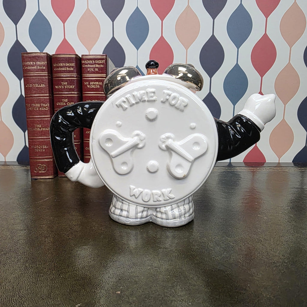 Novelty Clock Face Teapot Figural Ceramic Character Teapot Collectible Kitchen Decor Tea Lover Gift