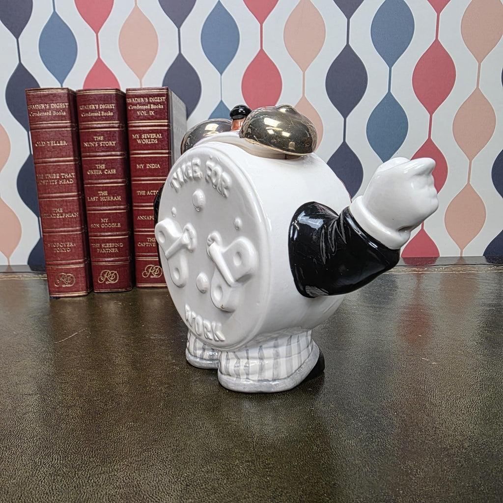 Novelty Clock Face Teapot Figural Ceramic Character Teapot Collectible Kitchen Decor Tea Lover Gift
