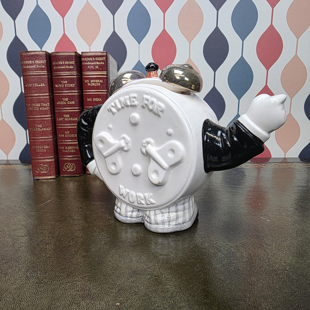Novelty Clock Face Teapot Figural Ceramic Character Teapot Collectible Kitchen Decor Tea Lover Gift