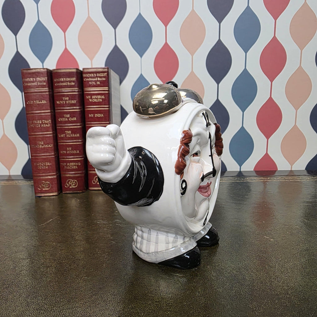 Novelty Clock Face Teapot Figural Ceramic Character Teapot Collectible Kitchen Decor Tea Lover Gift