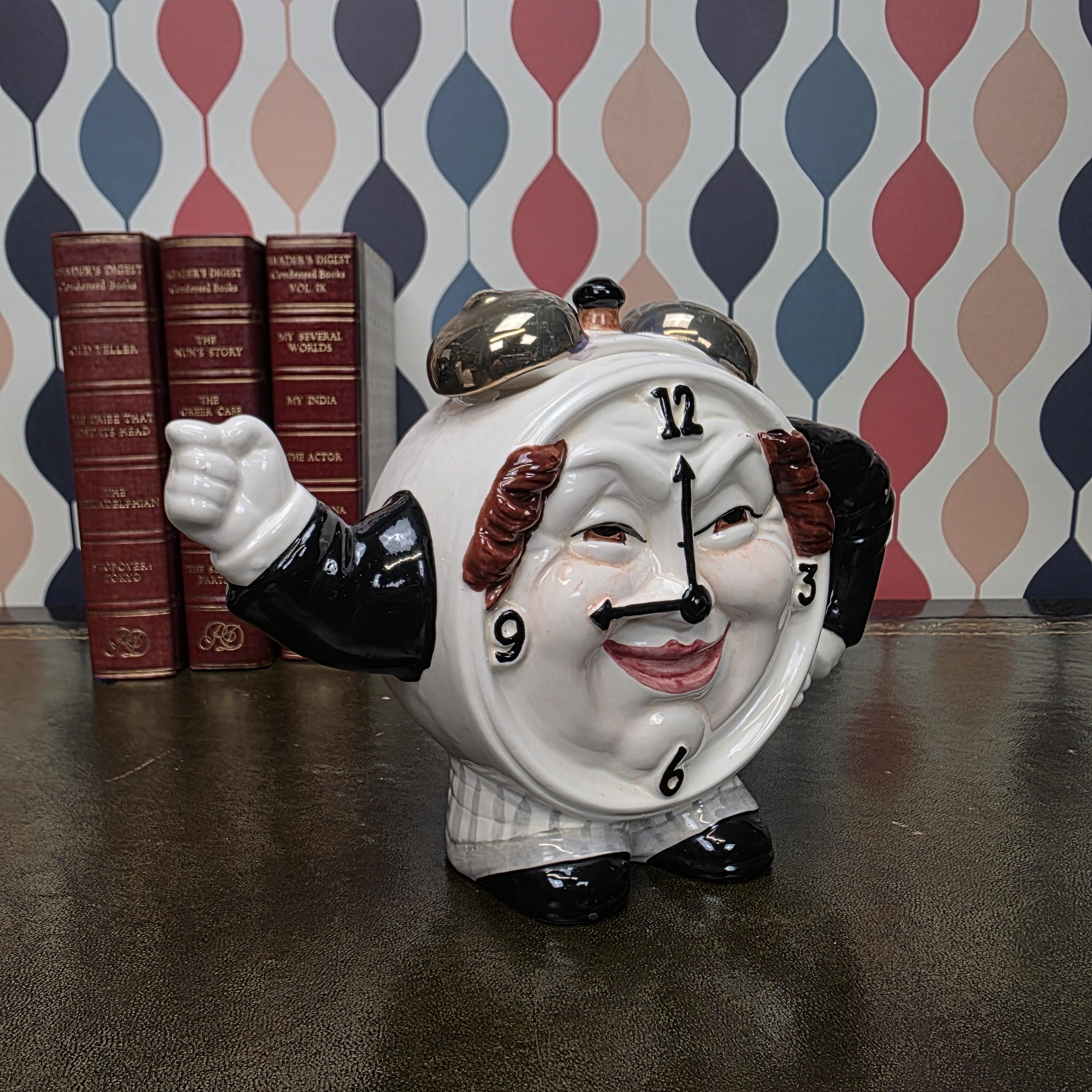 Novelty Clock Face Teapot Figural Ceramic Character Teapot Collectible Kitchen Decor Tea Lover Gift