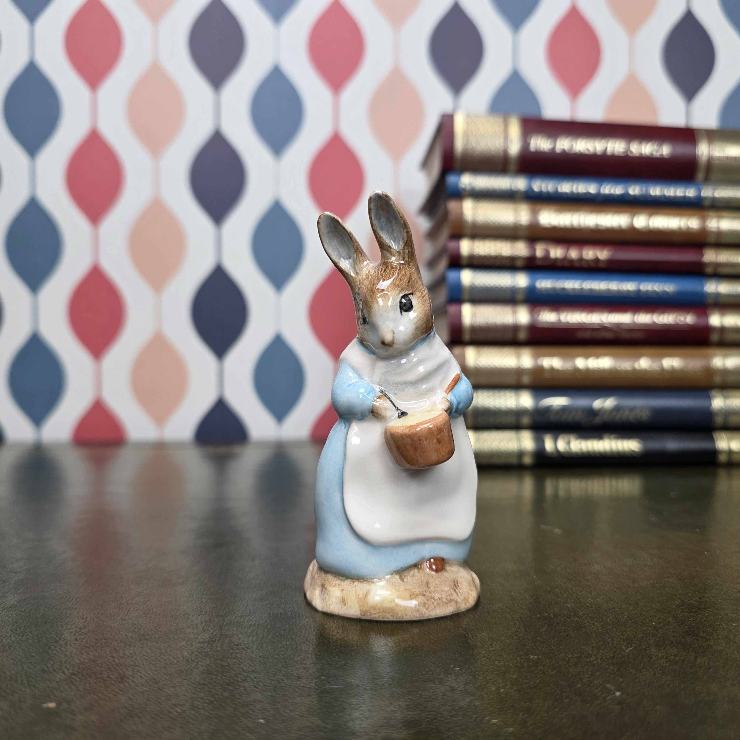 Royal Albert Beatrix Potter Mrs Rabbit Cooking Figurine English Ceramic Character Collectible Storybook Figure