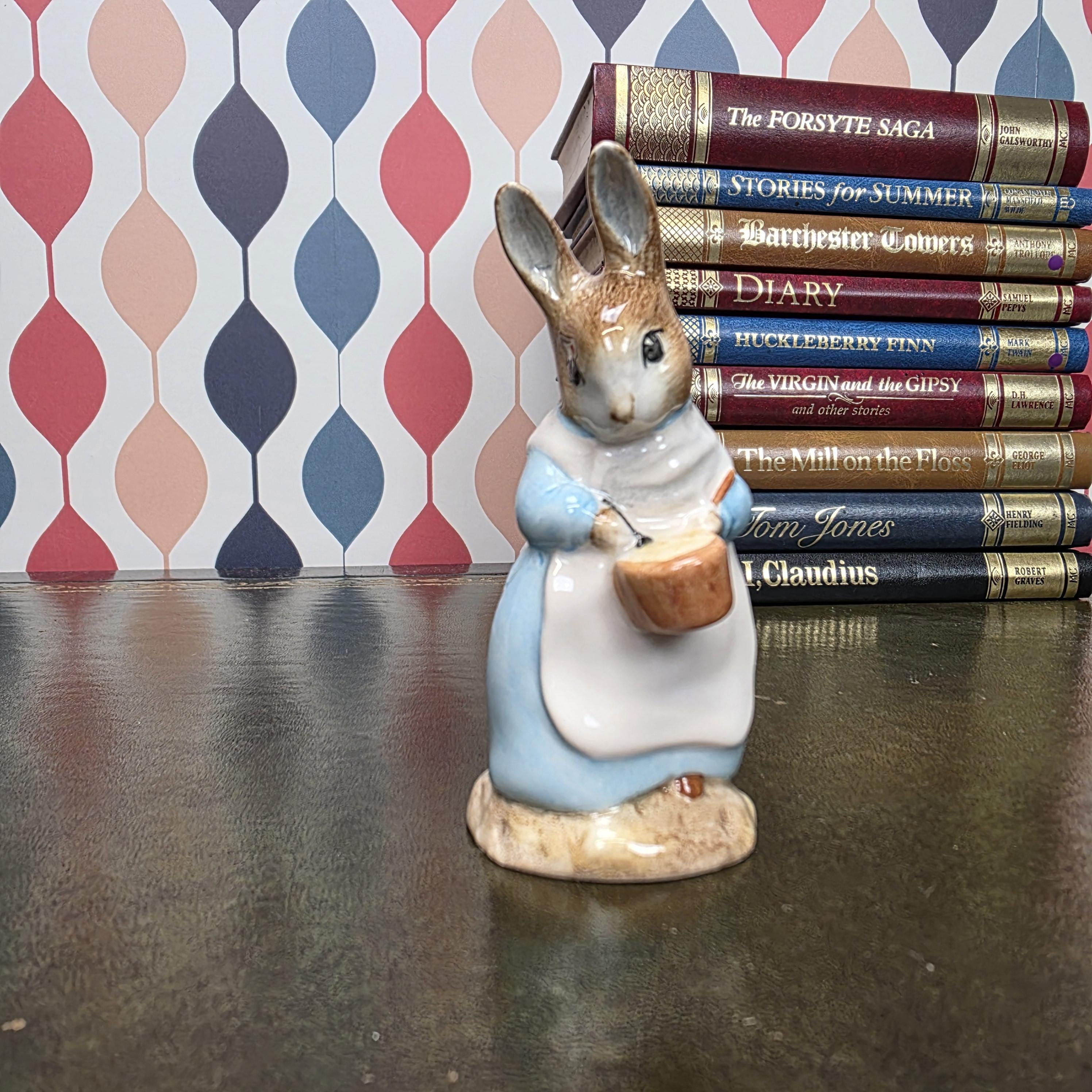 Royal Albert Beatrix Potter Mrs Rabbit Cooking Figurine English Ceramic Character Collectible Storybook Figure