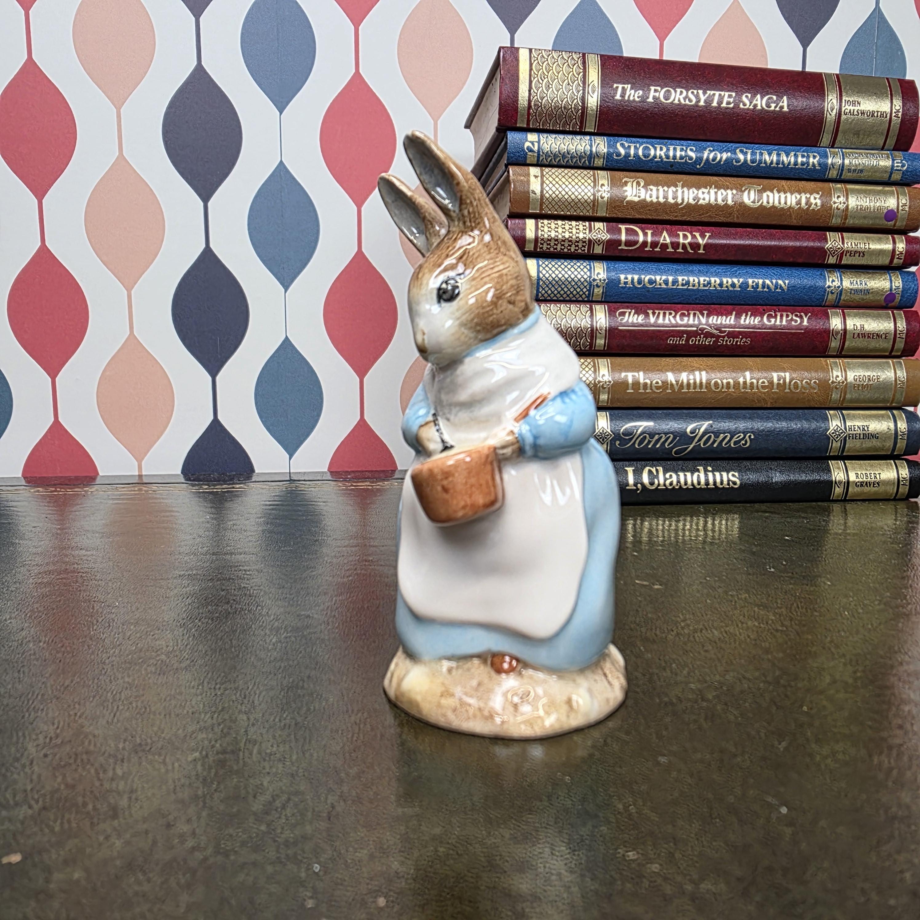 Royal Albert Beatrix Potter Mrs Rabbit Cooking Figurine English Ceramic Character Collectible Storybook Figure