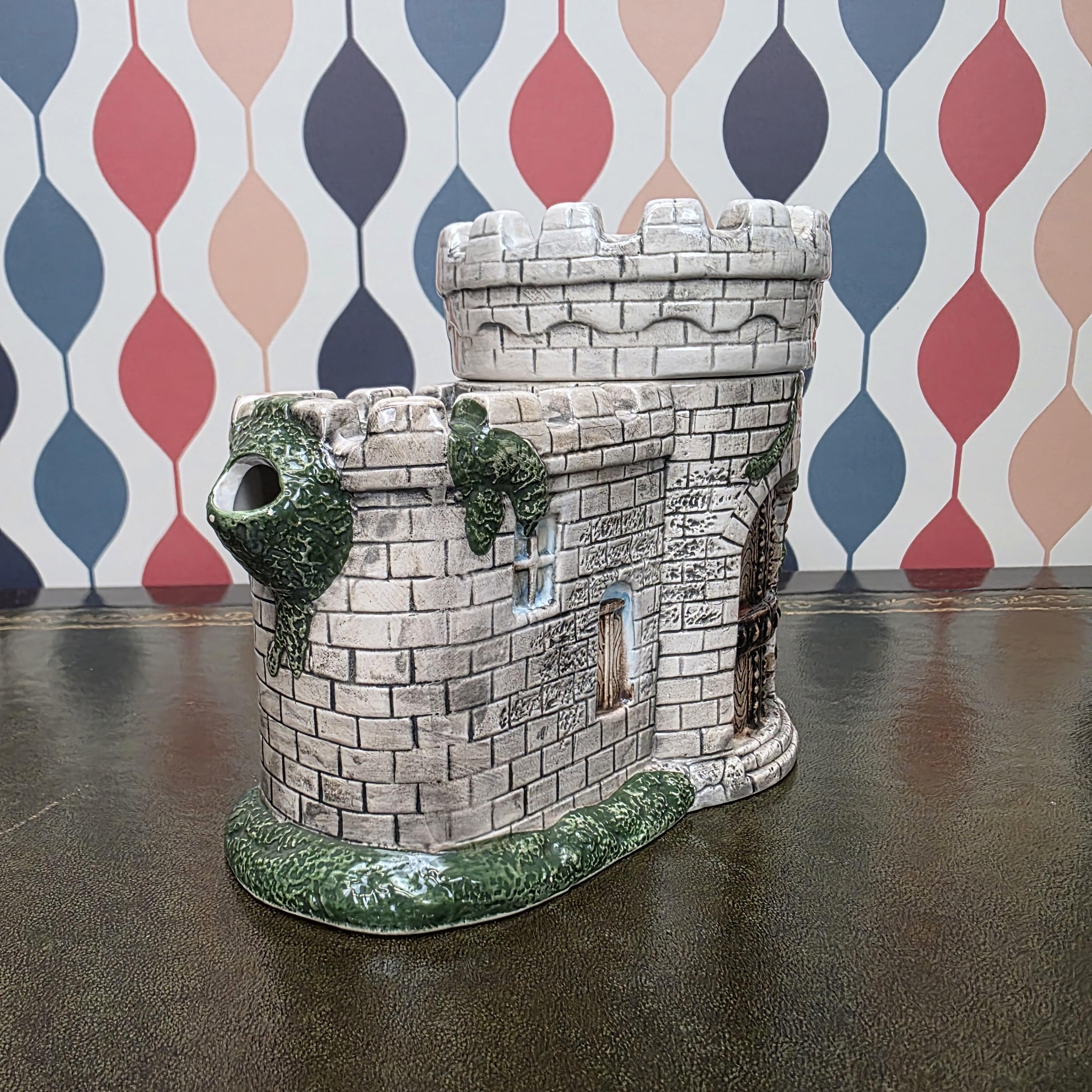 Vintage Castle Teapot Ceramic Medieval Tower Novelty Drinkware Collectible Fantasy Kitchen Decor
