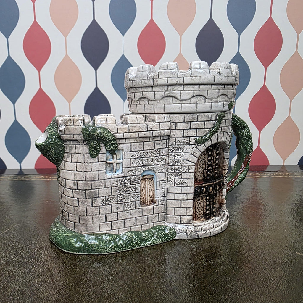 Vintage Castle Teapot Ceramic Medieval Tower Novelty Drinkware Collectible Fantasy Kitchen Decor