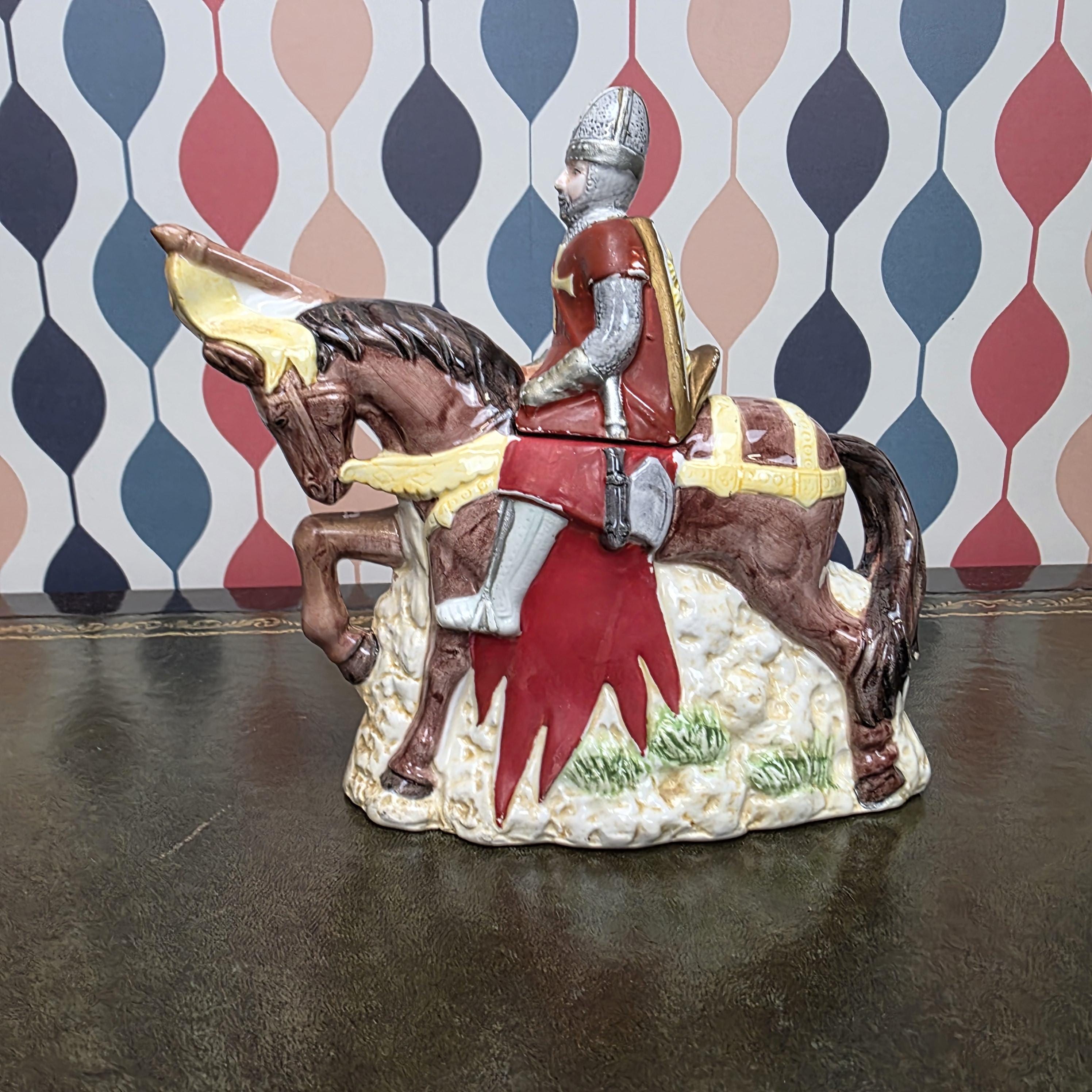 Vintage Knight Teapot Medieval Horse Rider Ceramic Collectible Novelty Kitchen Decor The Leonardo Collection